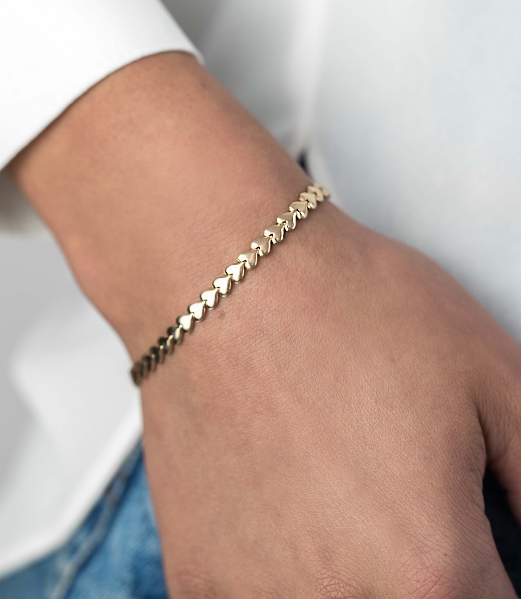 ZINZI Set aus 2 Silberarmbändern mit gelb vergoldetem Herz 4,5mm breit ZIA1798G-SET