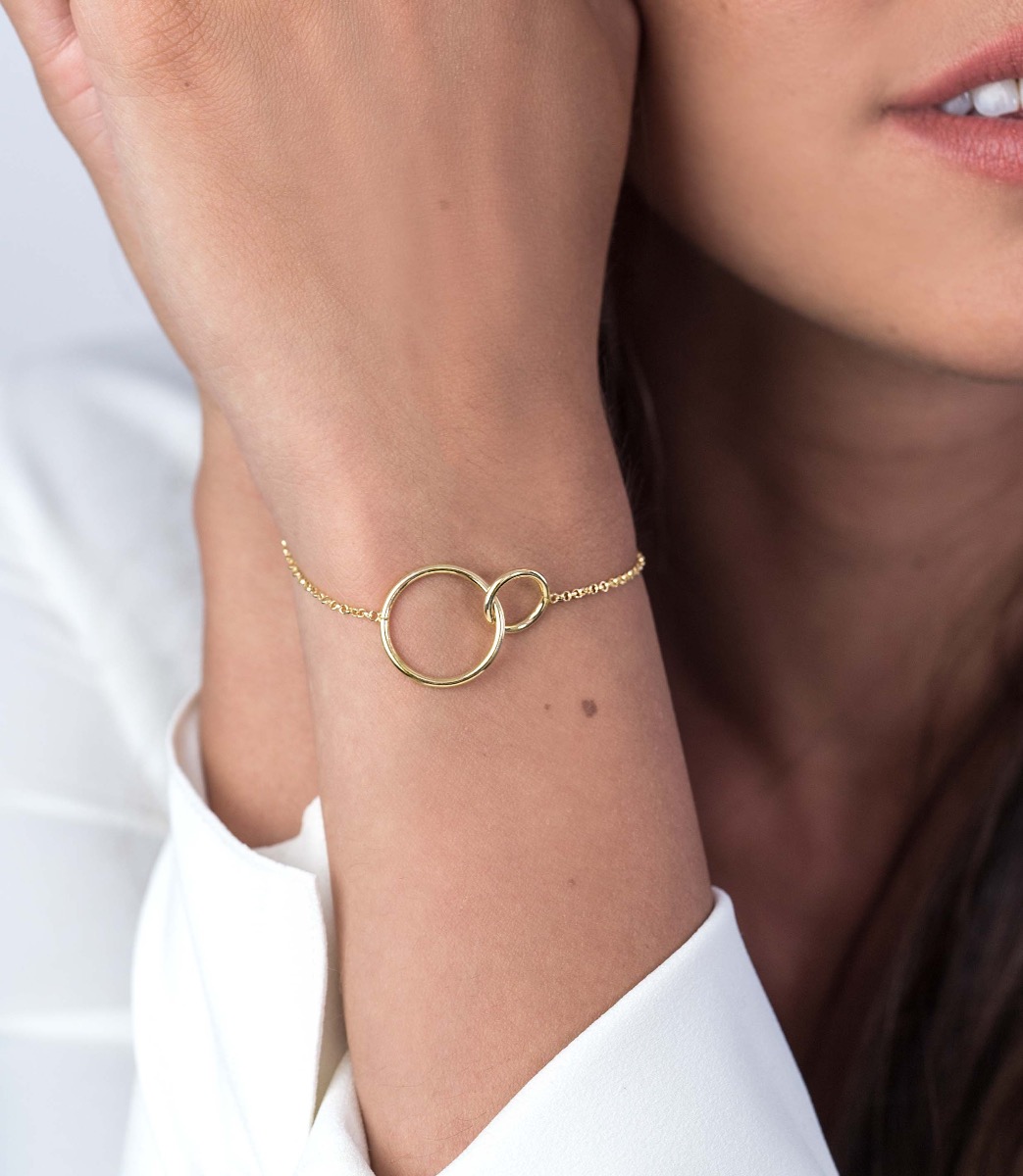 ZINZI Set aus 2 Silberarmbändern, gelbvergoldet, runde Formen 16-19cm ZIA1278G-SET
