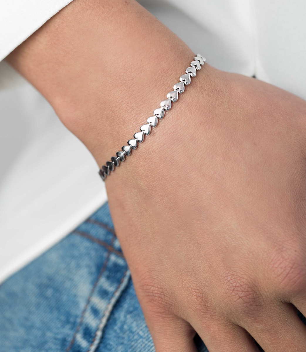 ZINZI Set aus 2 silbernen Armbändern Herz 4,5mm breit ZIA1798-SET