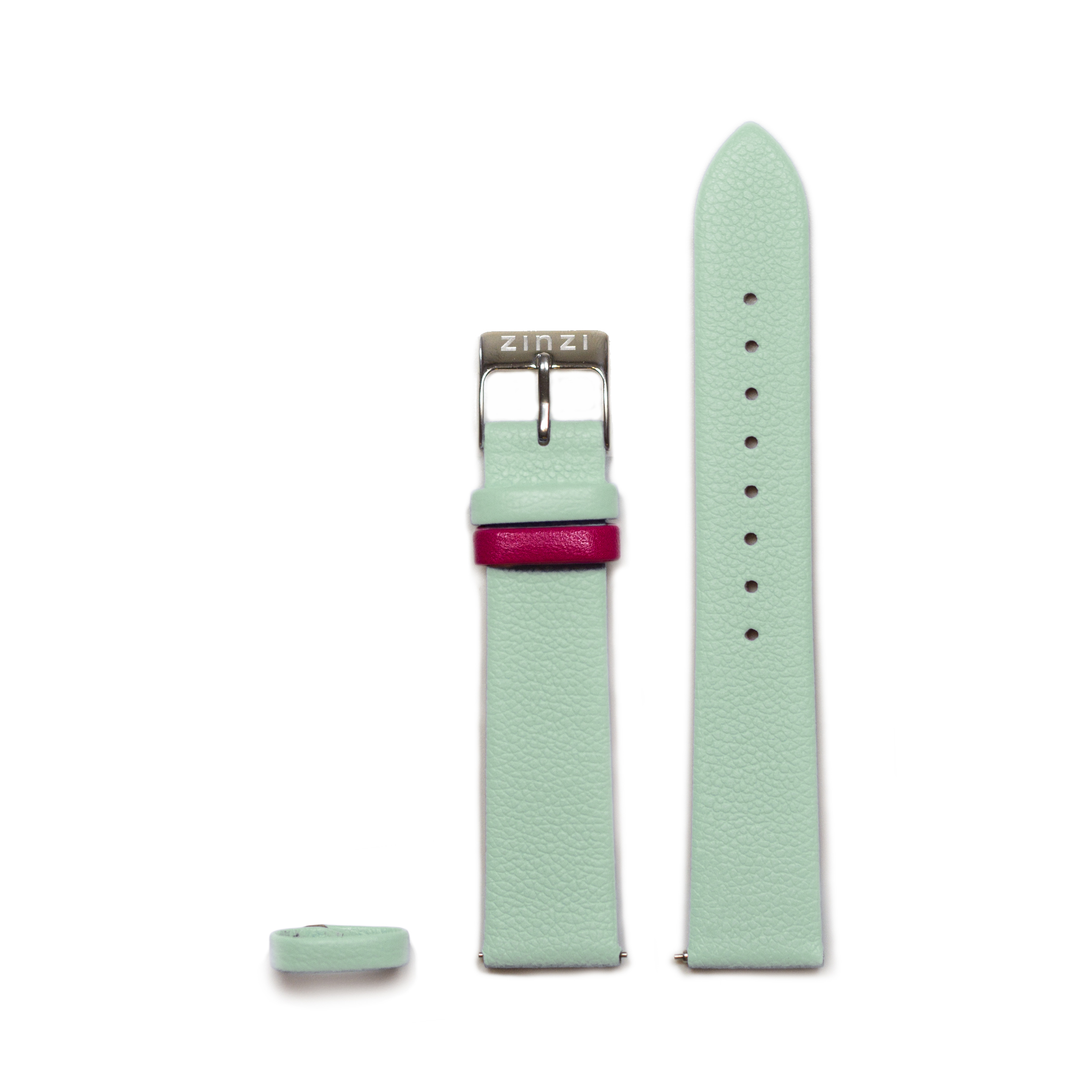 "Zinzi Retro Lederarmband mintgrün Stahlschließe 18mm RETBand22"