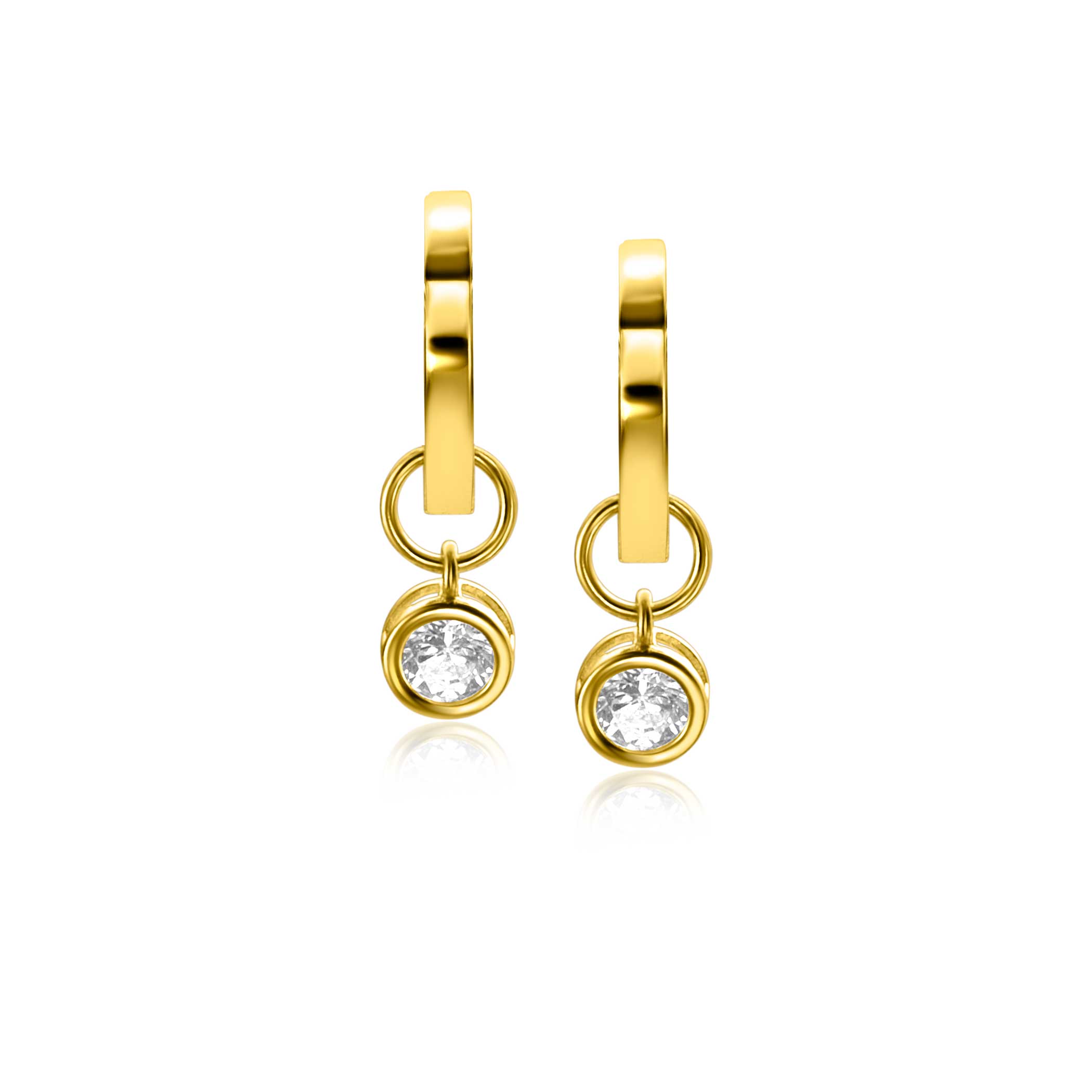 ZINZI GOLD oorbedels zirconia gladde kast  5mm