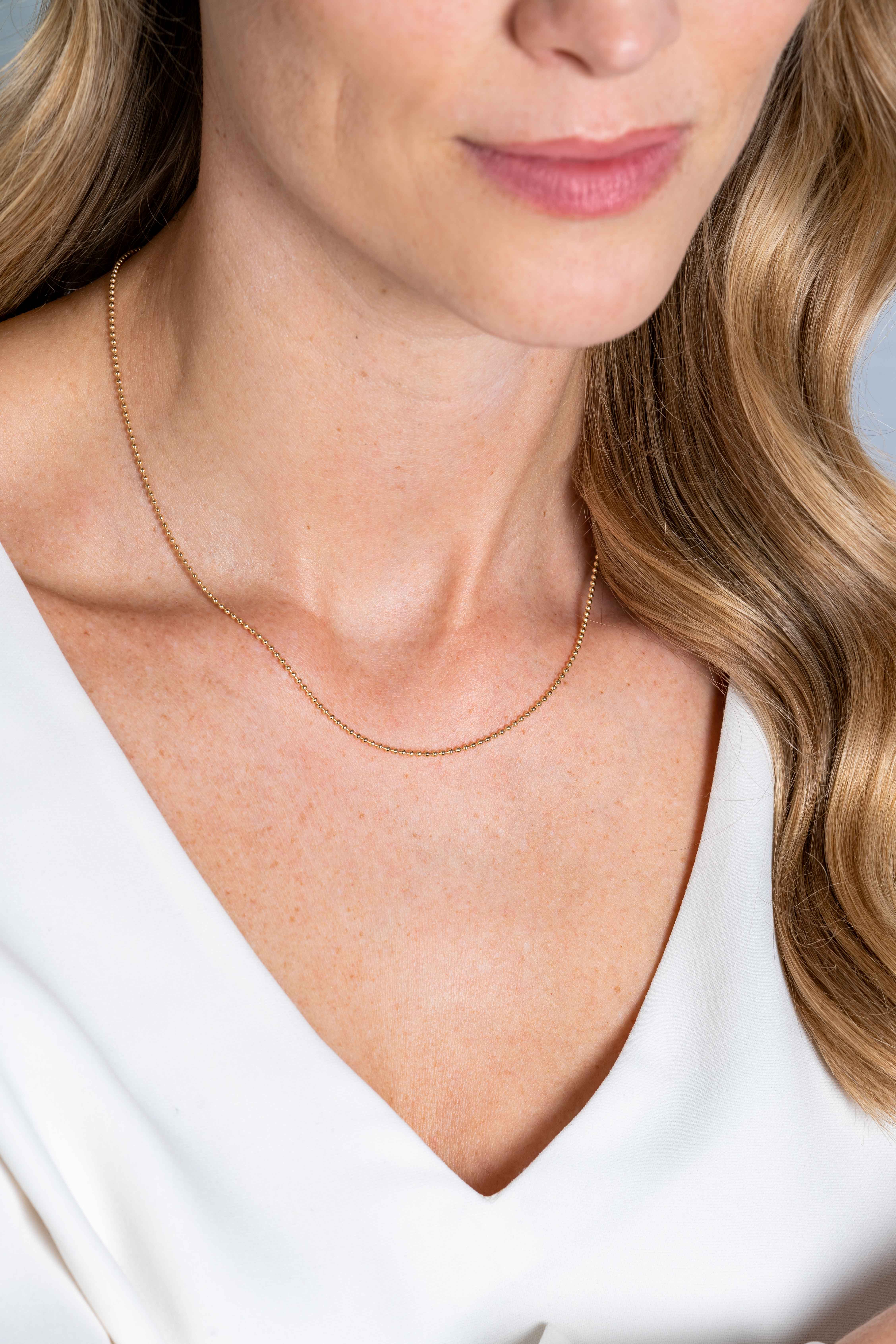 ZINZI Gold 14 Karat Gold Kugelkette 1,3 mm breit und 43cm lang  ZGC292
