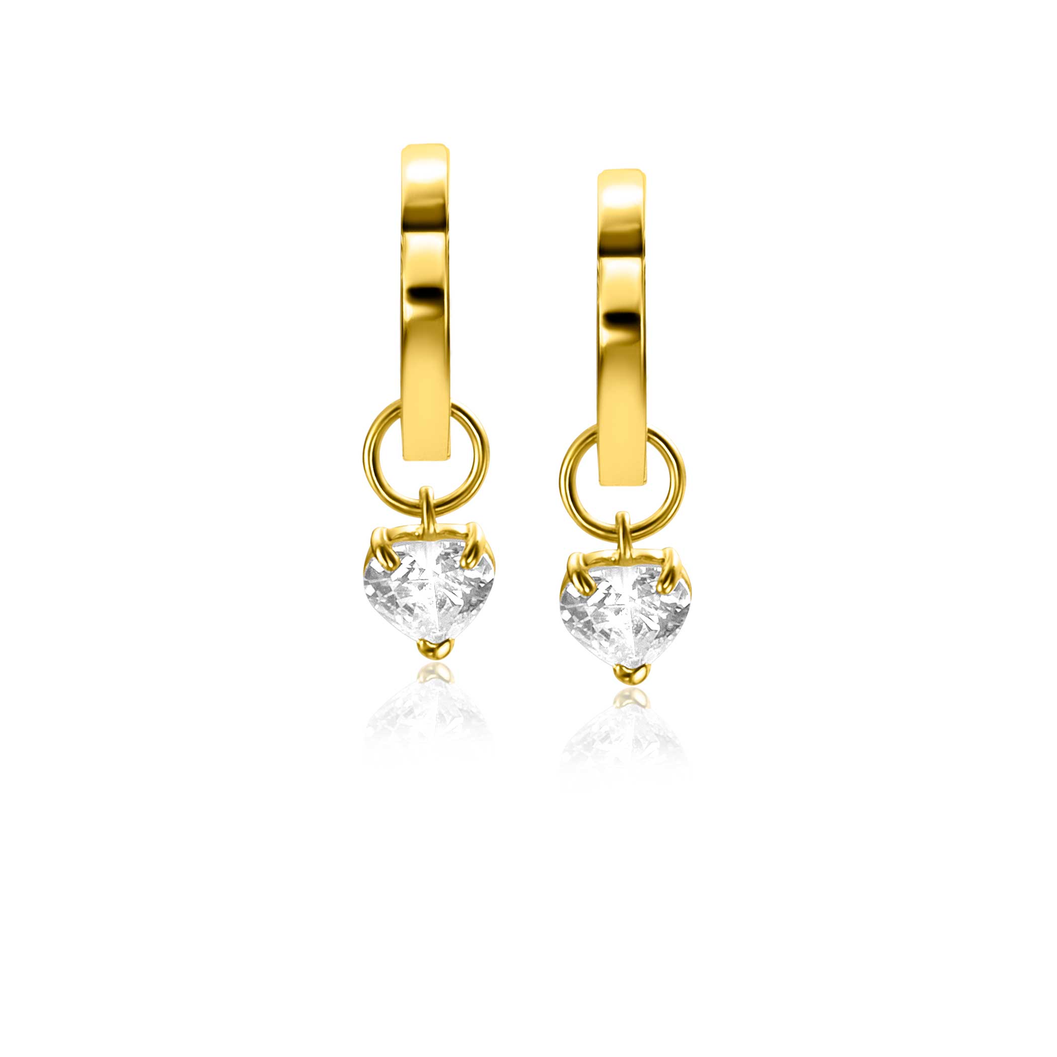ZINZI GOLD oorbedels hartvorm zirconia 5mm