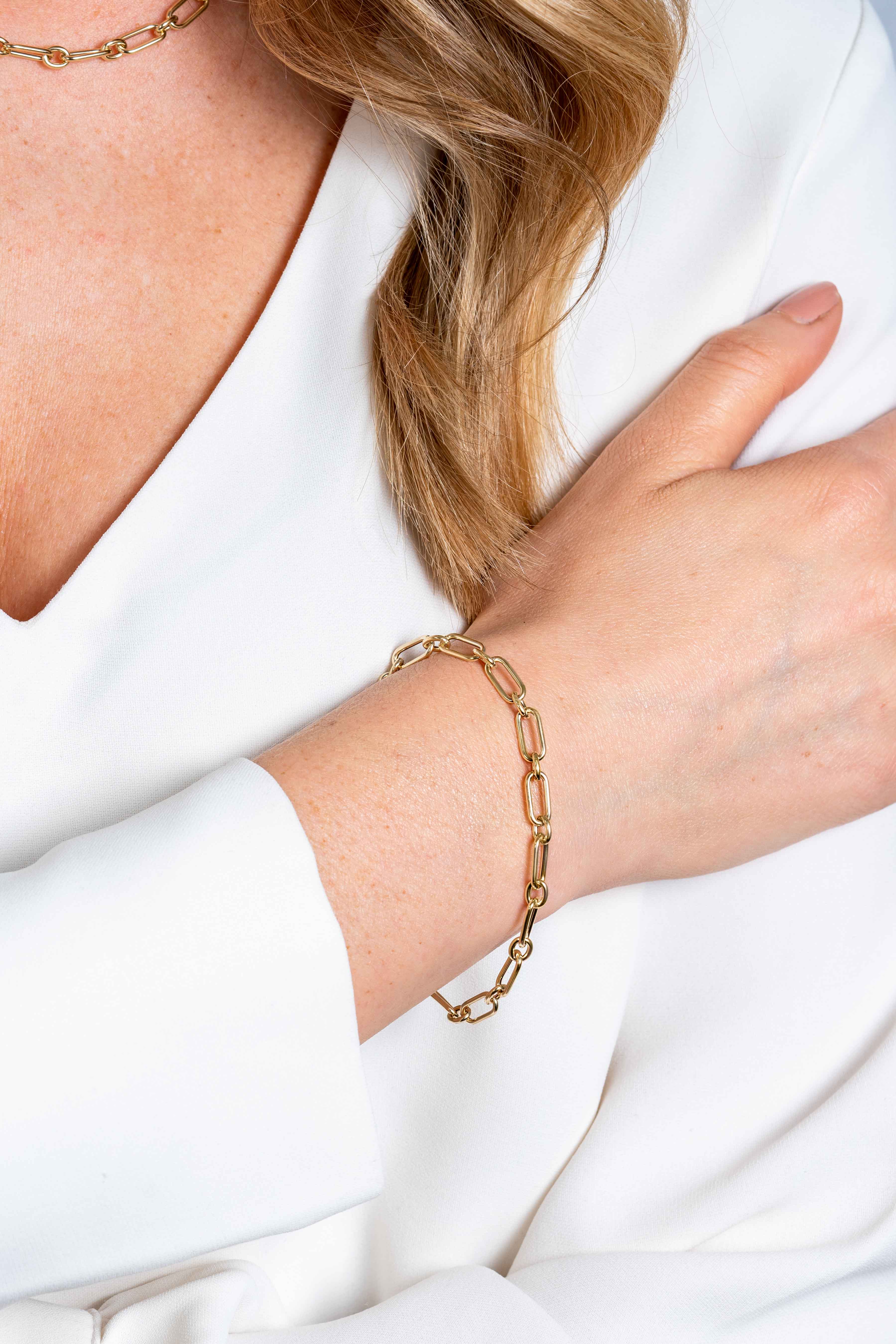 ZINZI GOLD armband fantasie ovale schakels 5mm