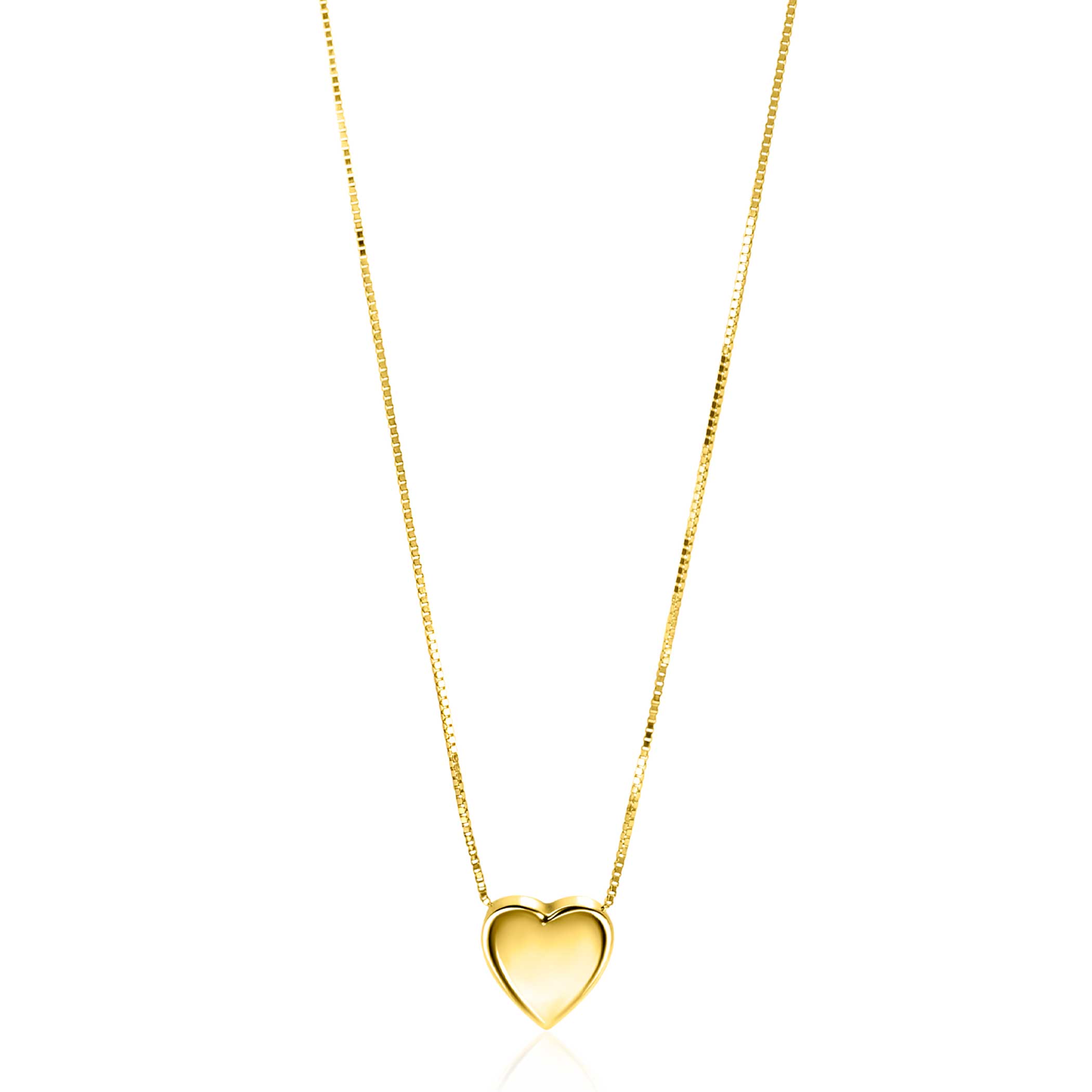 ZINZI Gold 14-karätige Goldvenezianerkette, 45 cm lang, mit einem eleganten glatten Herzanhänger von 7 mm. ZGC486