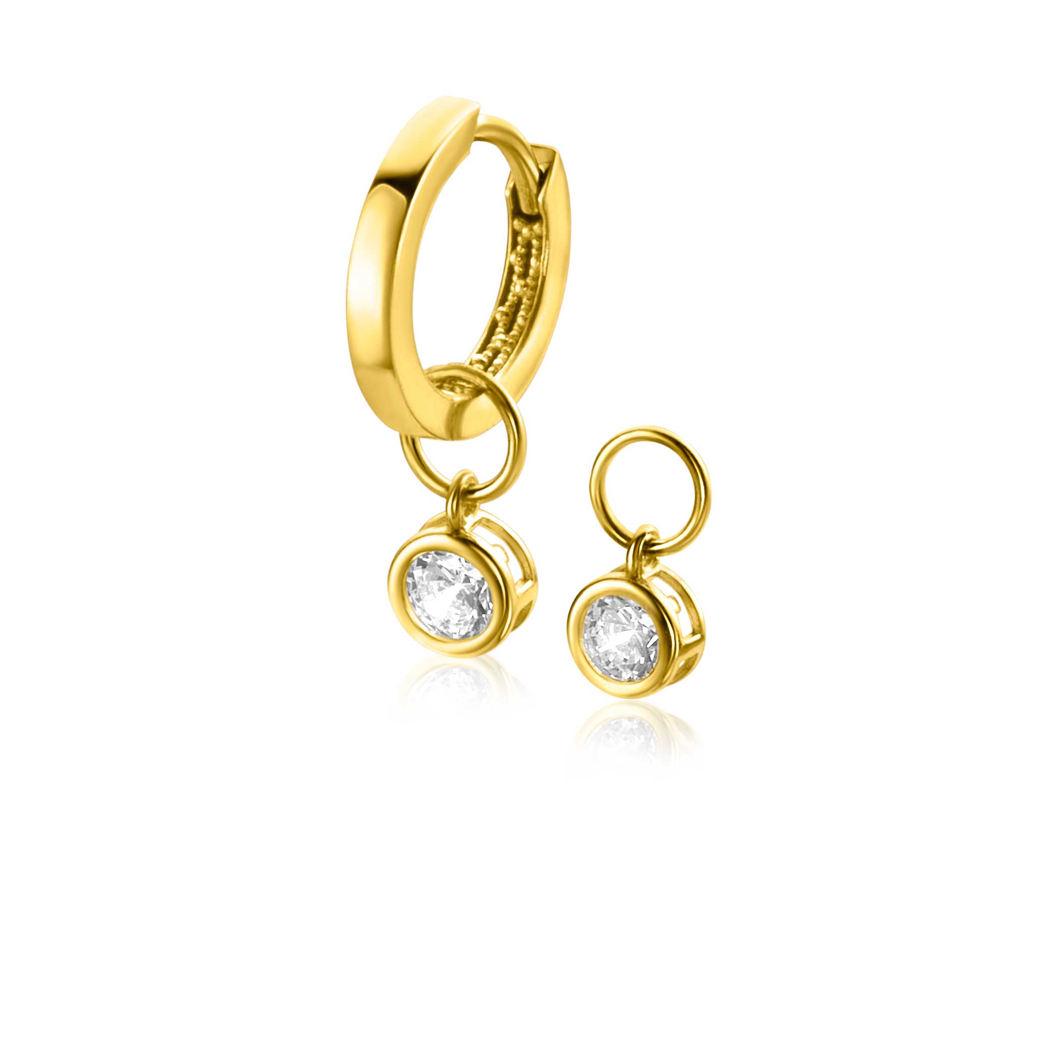 ZINZI GOLD oorbedels zirconia gladde kast  5mm