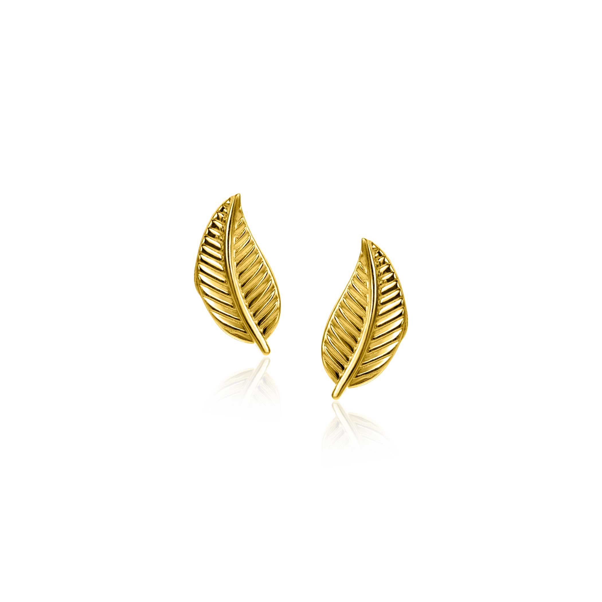 8mm ZINZI Gold 14kt goldene Feder-Ohrstecker ZGO522