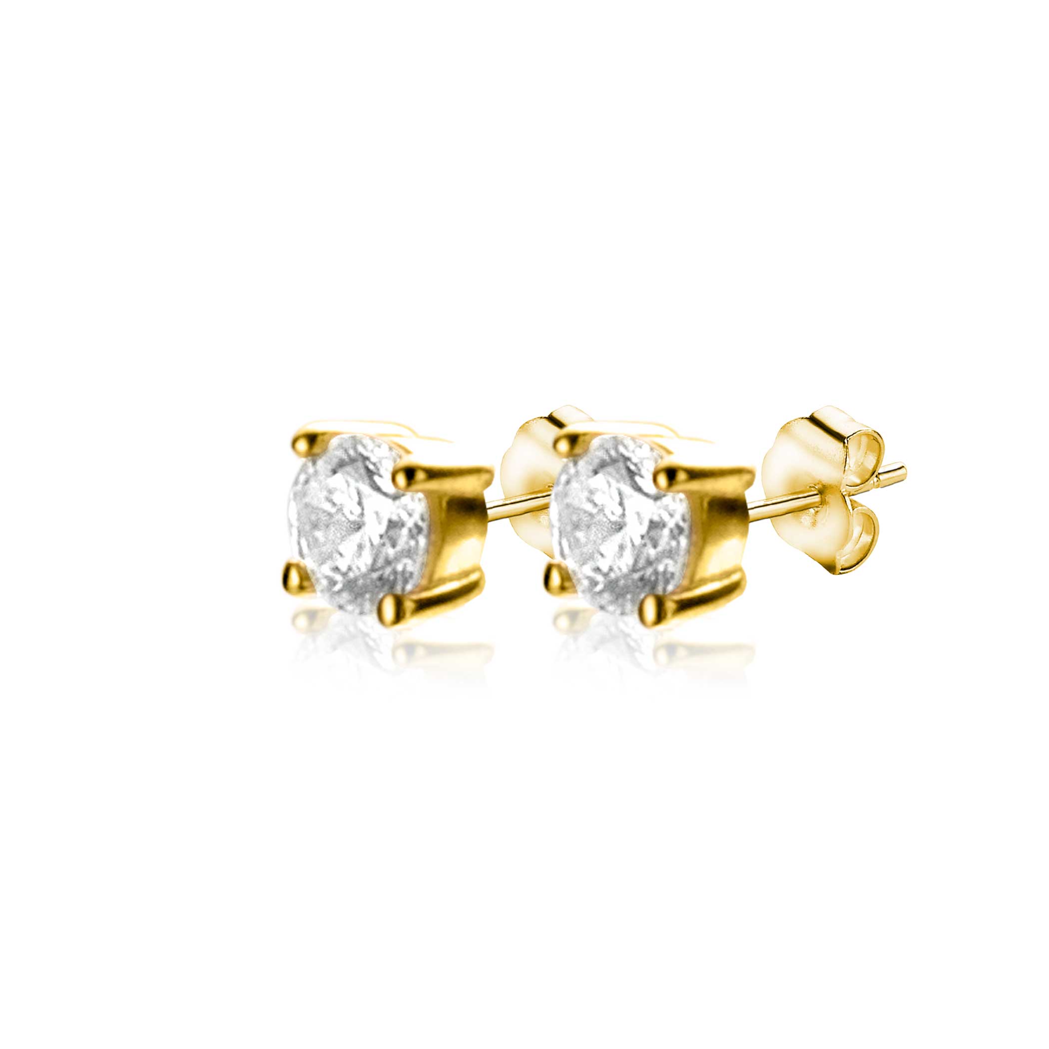 ZINZI GOLD oorstekers vierpoot chaton zirc.  3mm