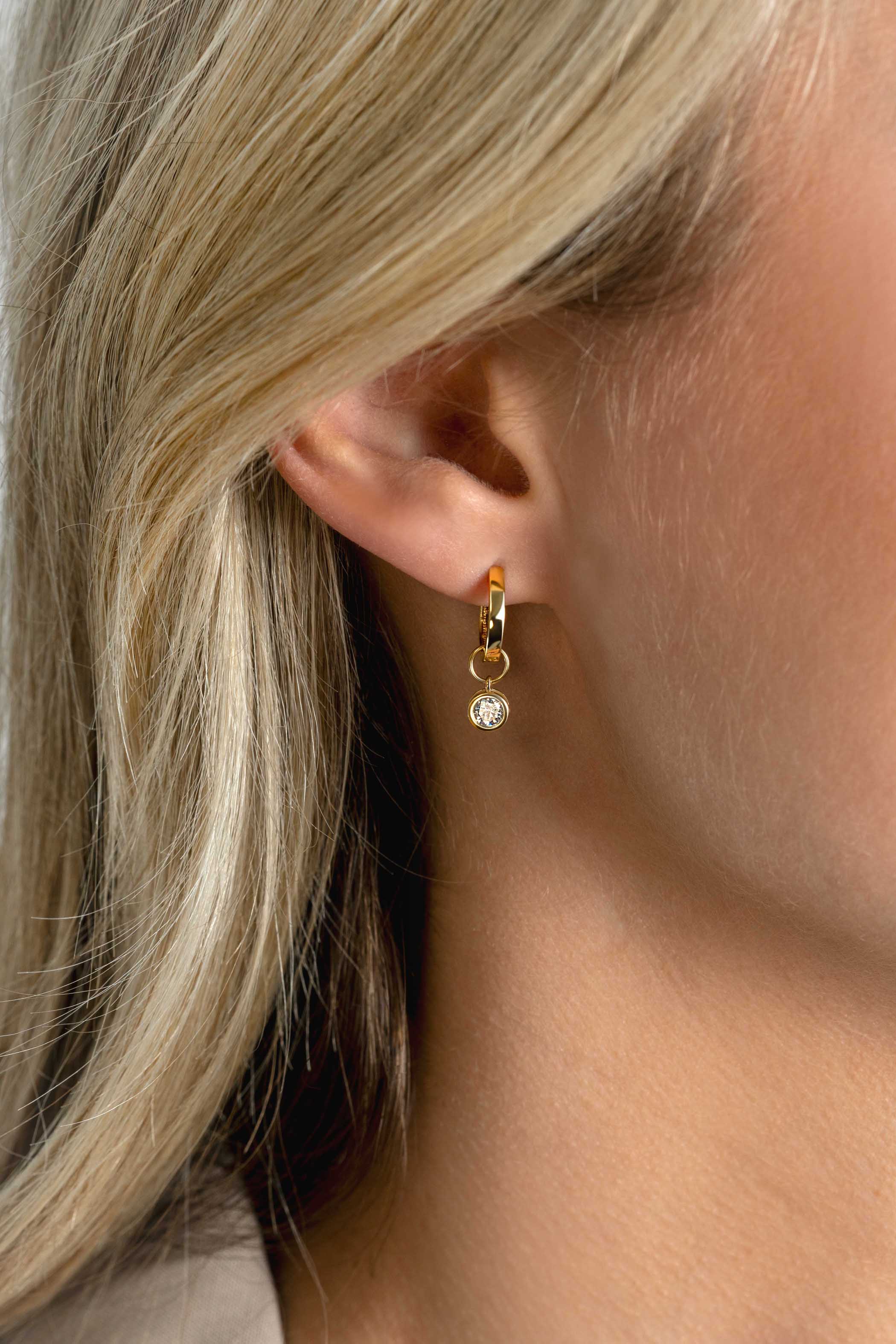 ZINZI GOLD oorbedels zirconia gladde kast  5mm