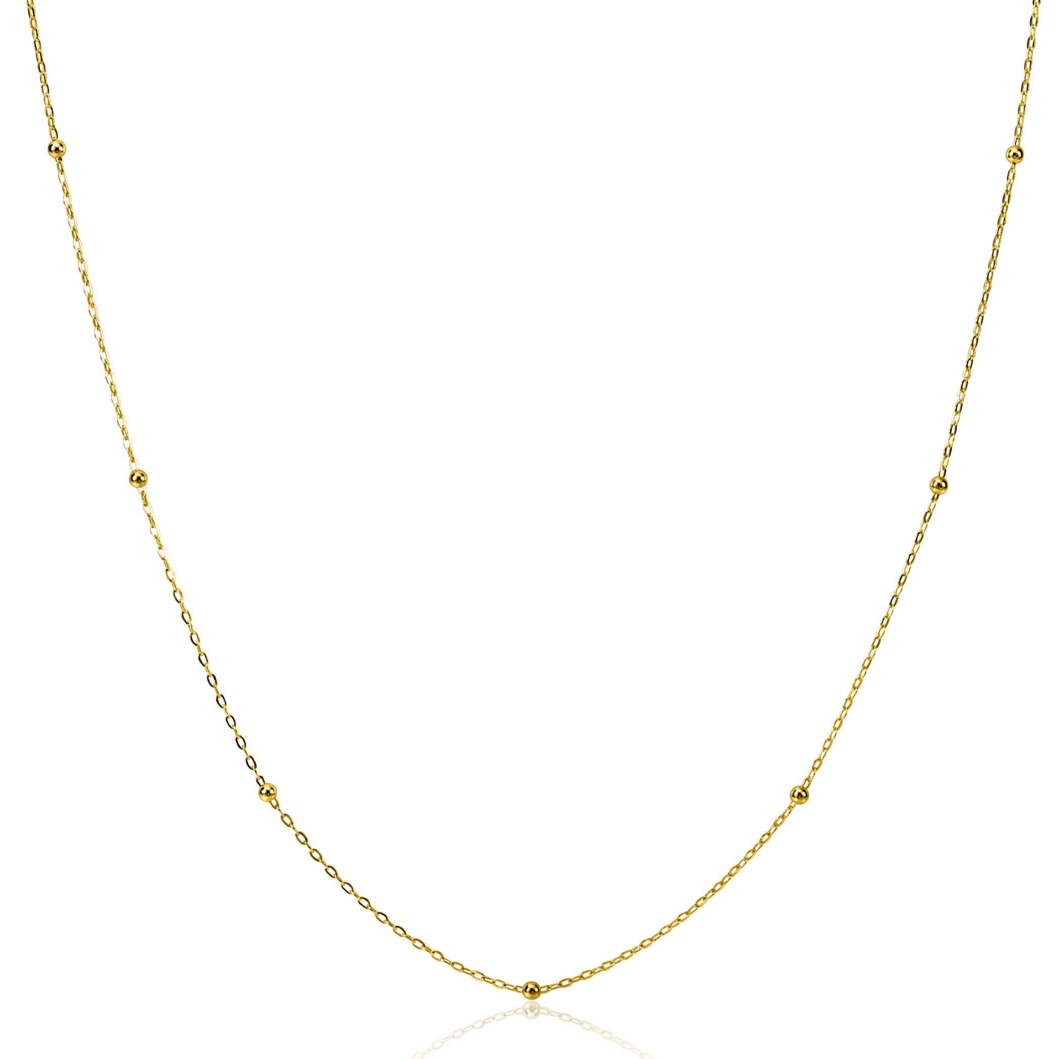 ZINZI Gold 14 Karat goldene Gliederkette mit Kugeln, 1,5mm breit, Länge 42-45cm ZGC502

