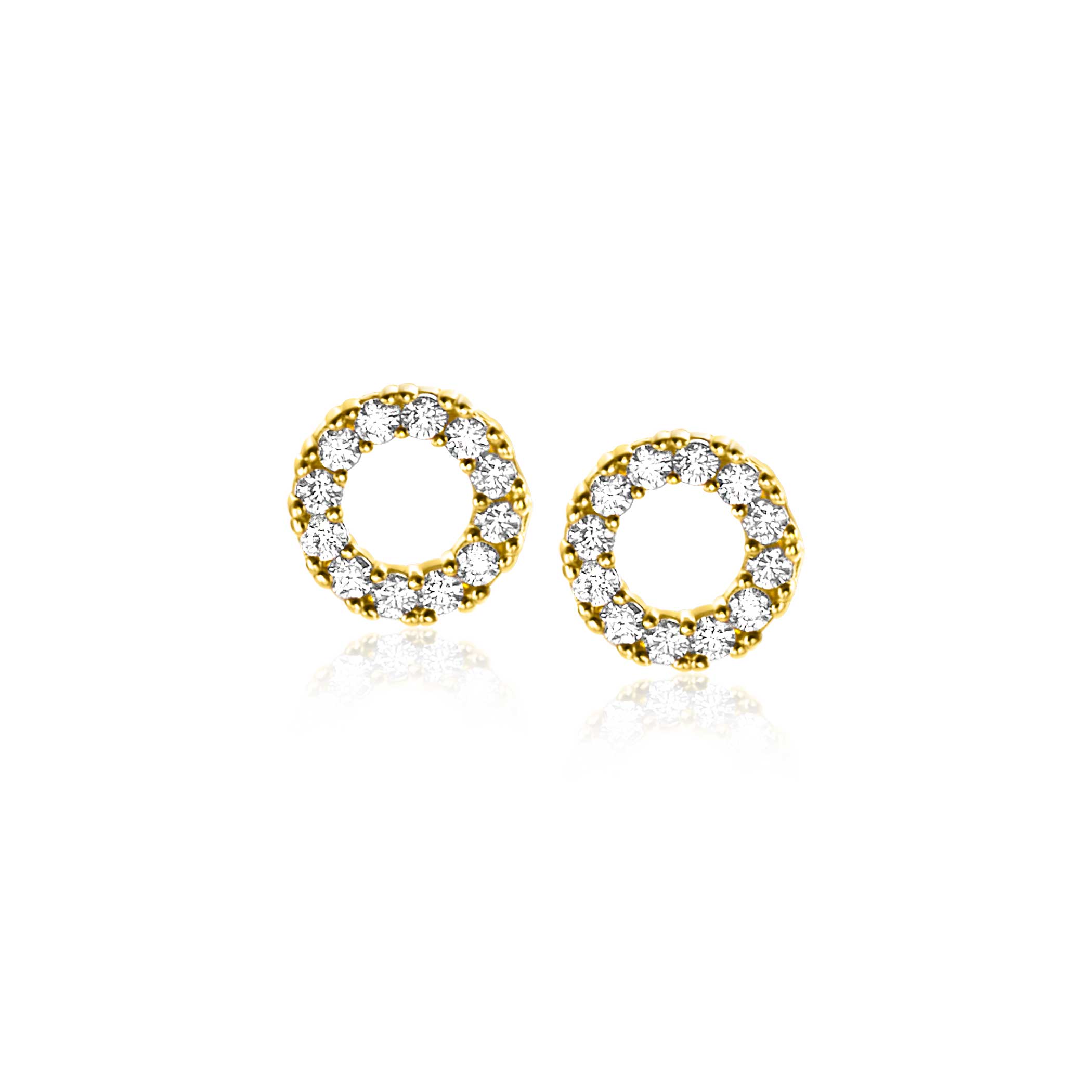 ZINZI GOLD oorknopjes open rondjes zirconia's