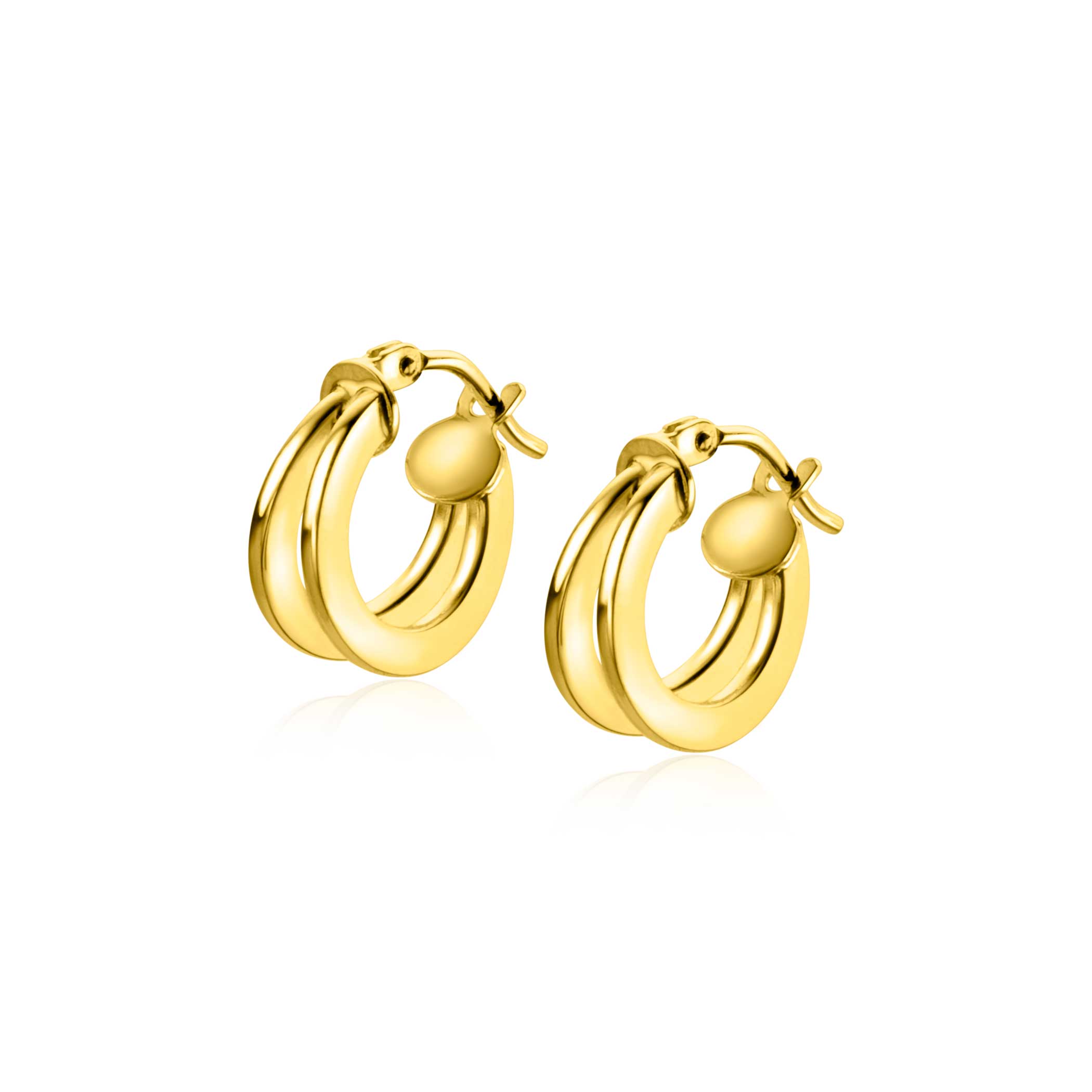 ZINZI GOLD oorringen  2 banen glad 13x5mm