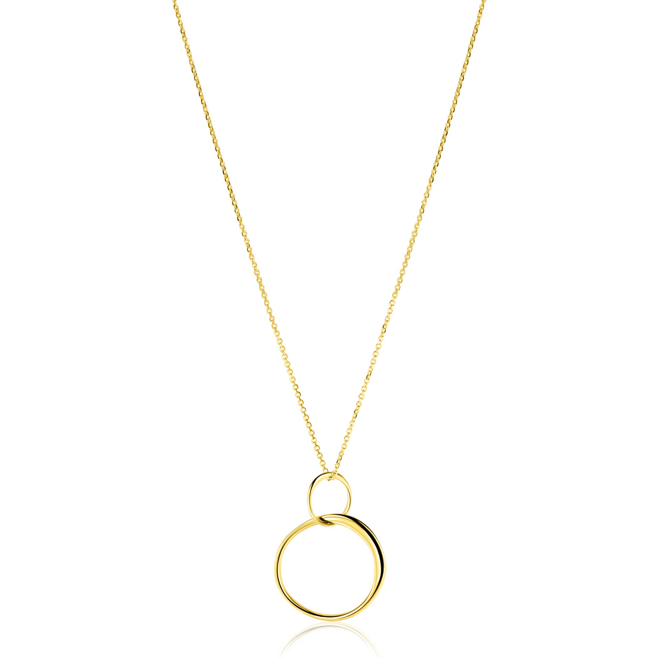 ZINZI GOLD collier met verbonden 2 rondjes hanger