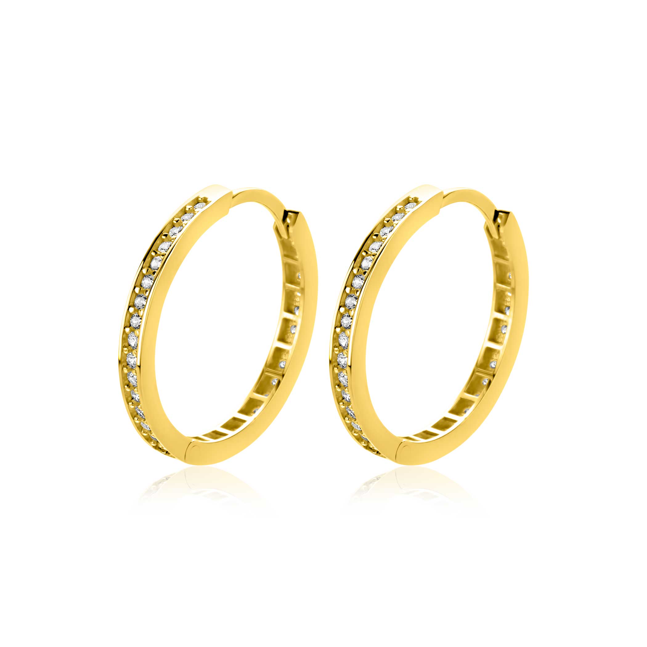 ZINZI GOLD klapcreolen geheel bezet zirc.19x2mm