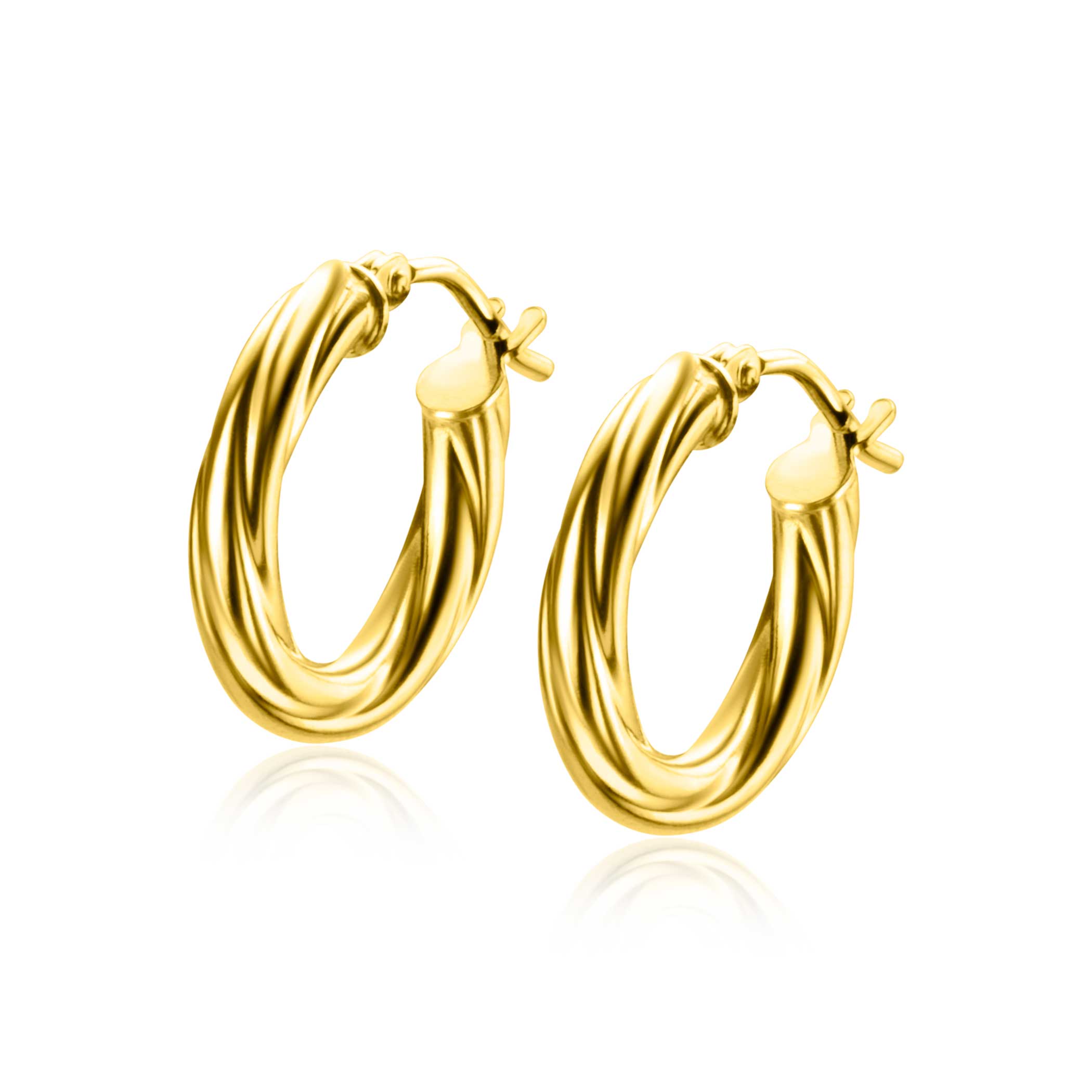 ZINZI GOLD oorringen buis kabelvorm 16x3mm