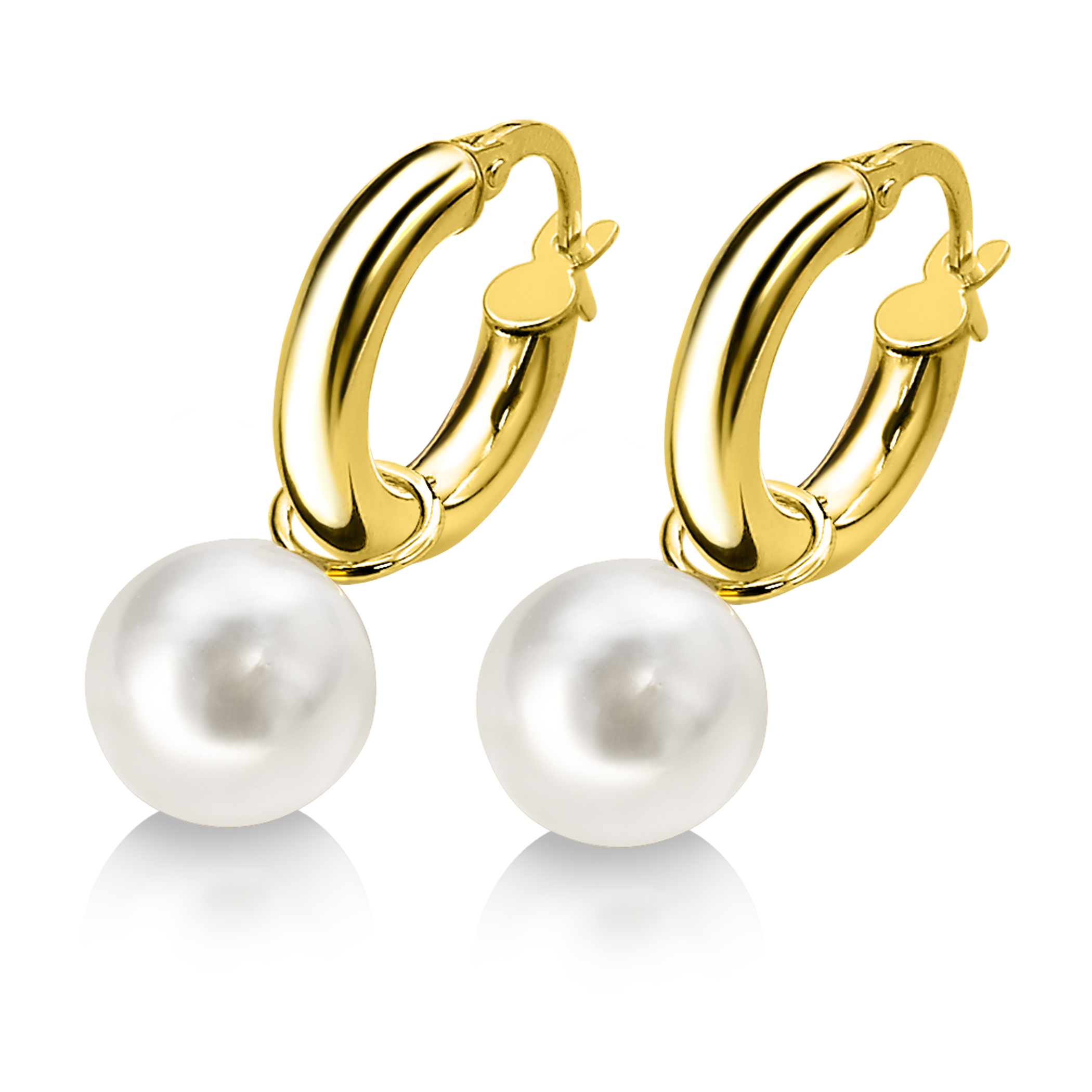 ZINZI Gold 14 Karat Gold Kreolenanhänger Perle weiß ZGCH144