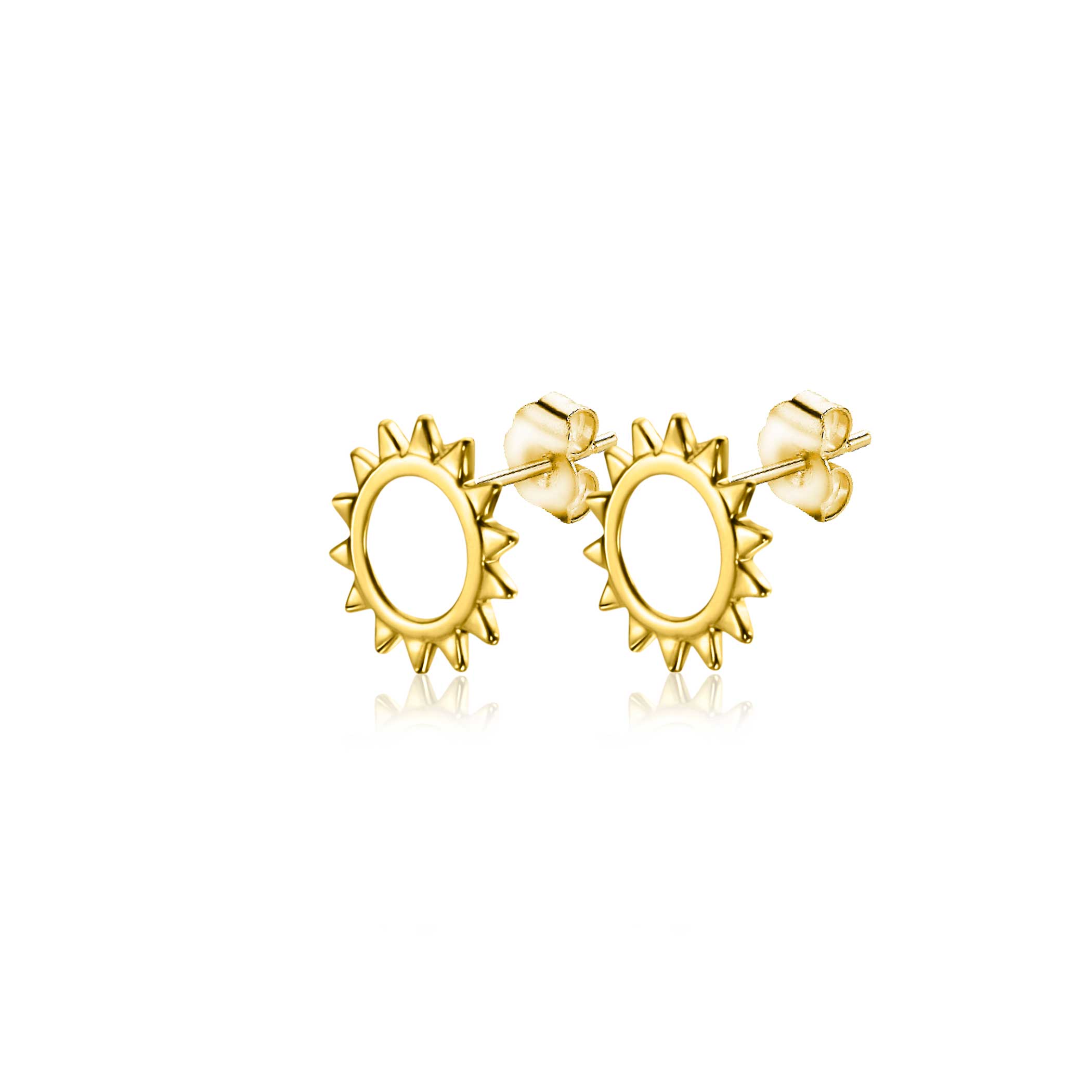 ZINZI GOLD oorknopjes open zon zirconia's 8mm