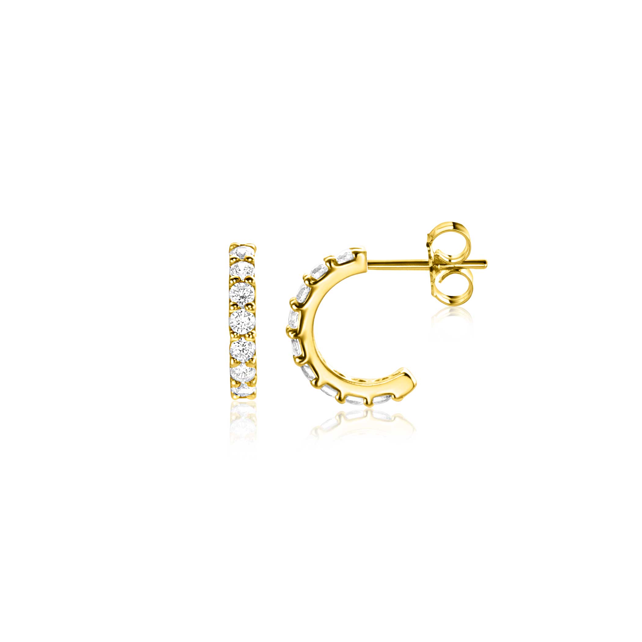 ZINZI GOLD oorstekers hafrond zirconia's 8x1.5mm
