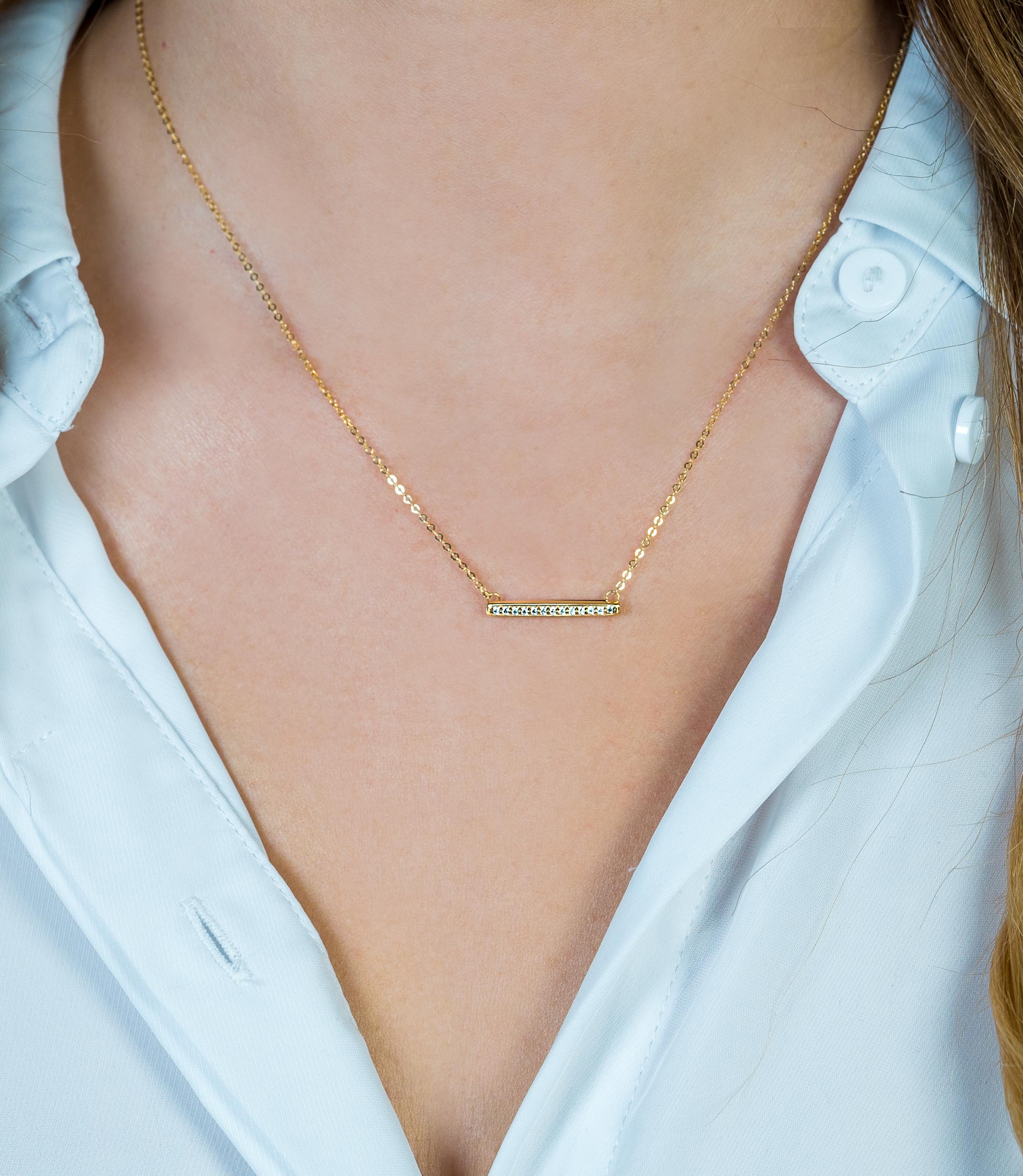 ZINZI Gold 14 Karat Goldkette Stab weiß 45cm ZGC182