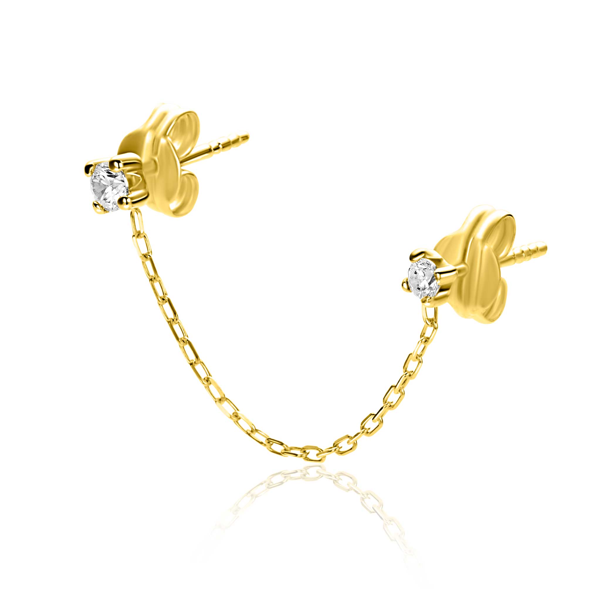 ZINZI GOLD oorkn. zirc.ketting ertussen PER STUK