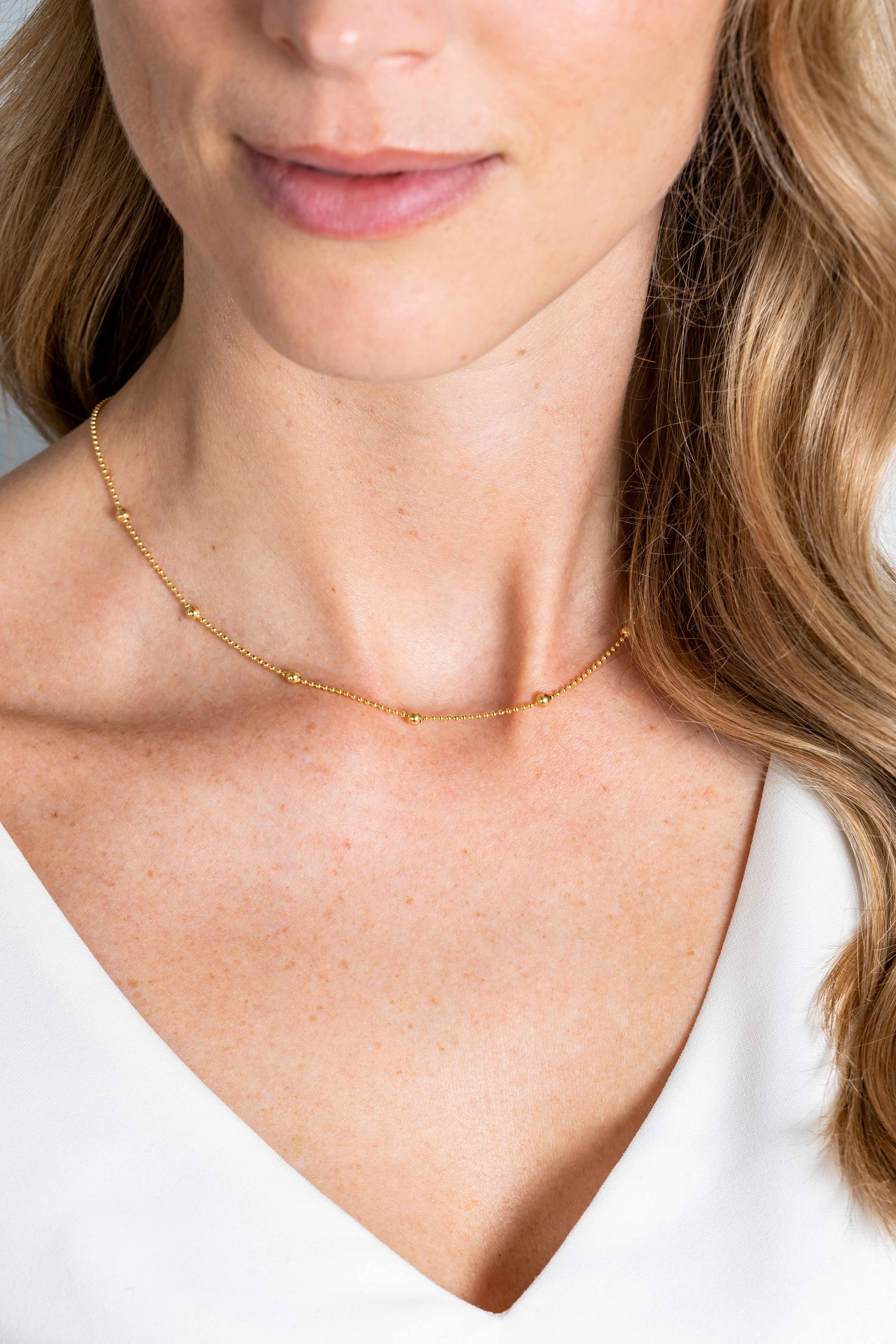 ZINZI GOLD bolletjes collier met 7x bol 40-43cm