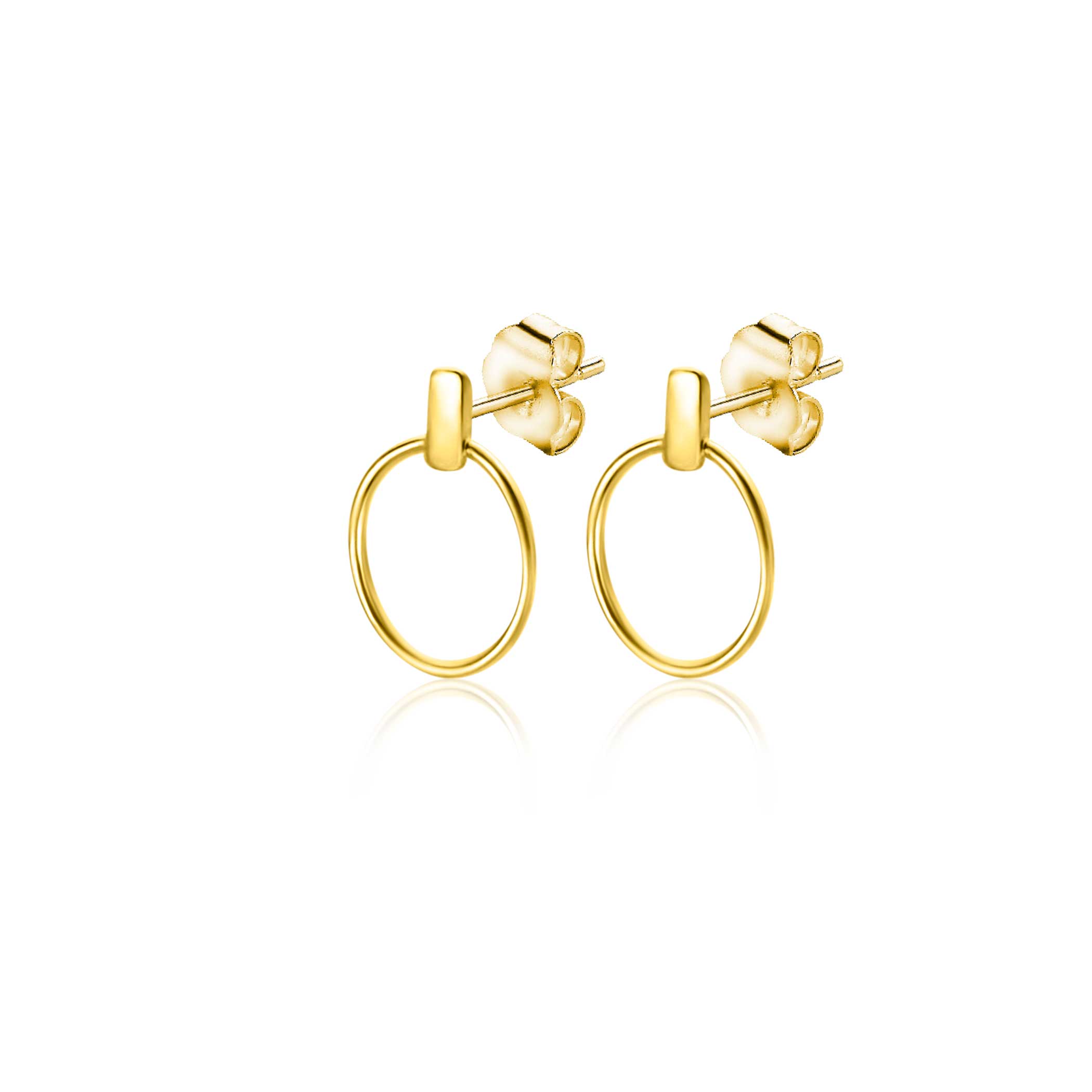 ZINZI GOLD oorknopjes staafje met open rondje 7mm