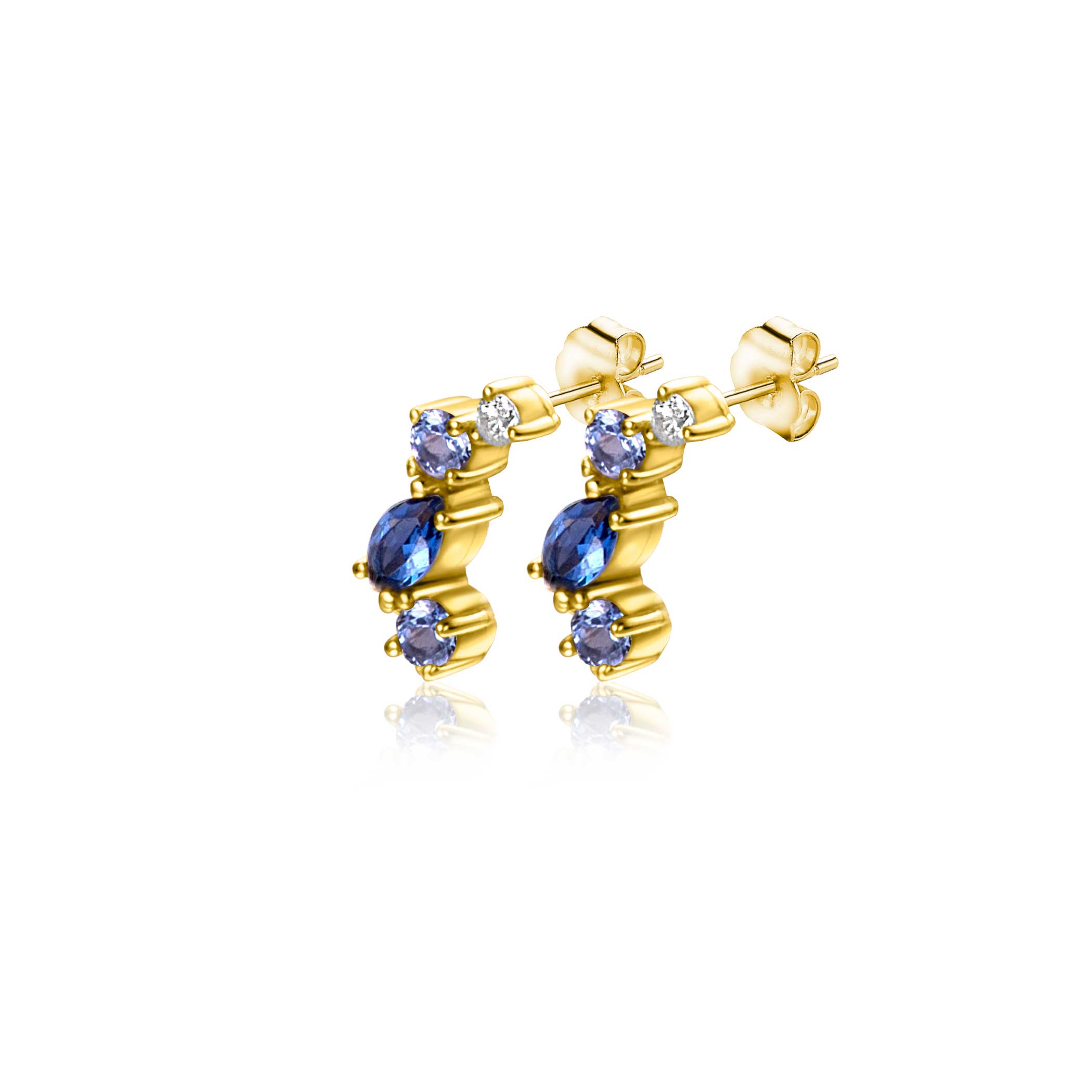 ZINZI GOLD oorstekers fantasie met blauw ass.zirc.