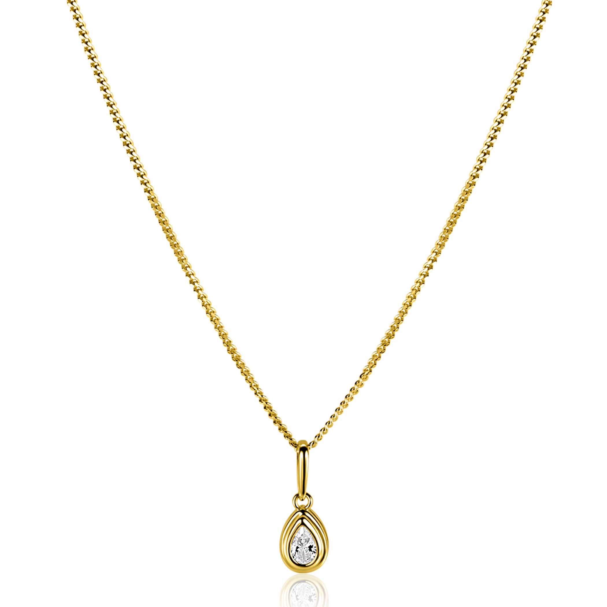 ZINZI GOLD hanger peervorm met zirconia