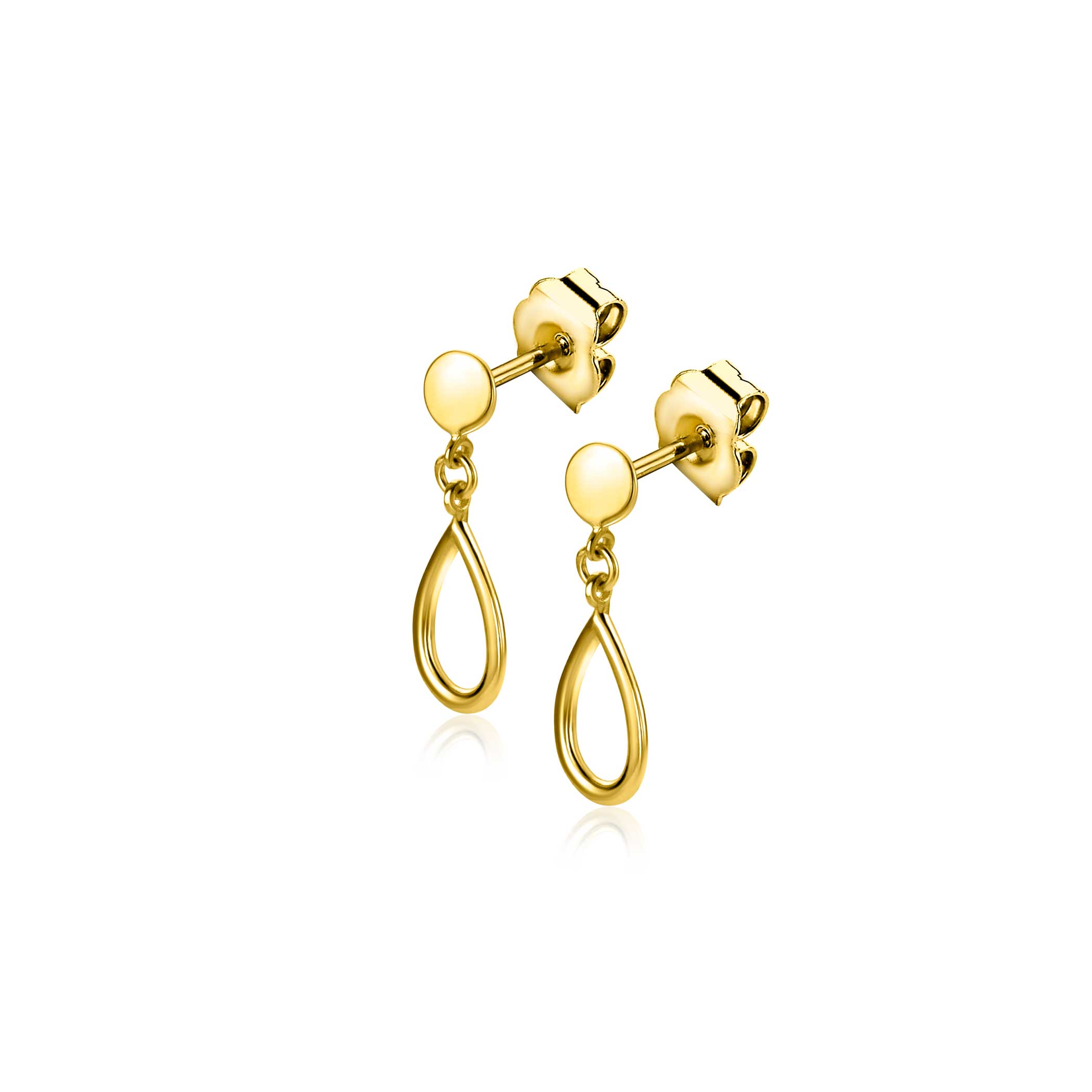 13mm ZINZI Gold 14kt goldene Ohrhänger mit hängender offener Tropfenform ZGO521