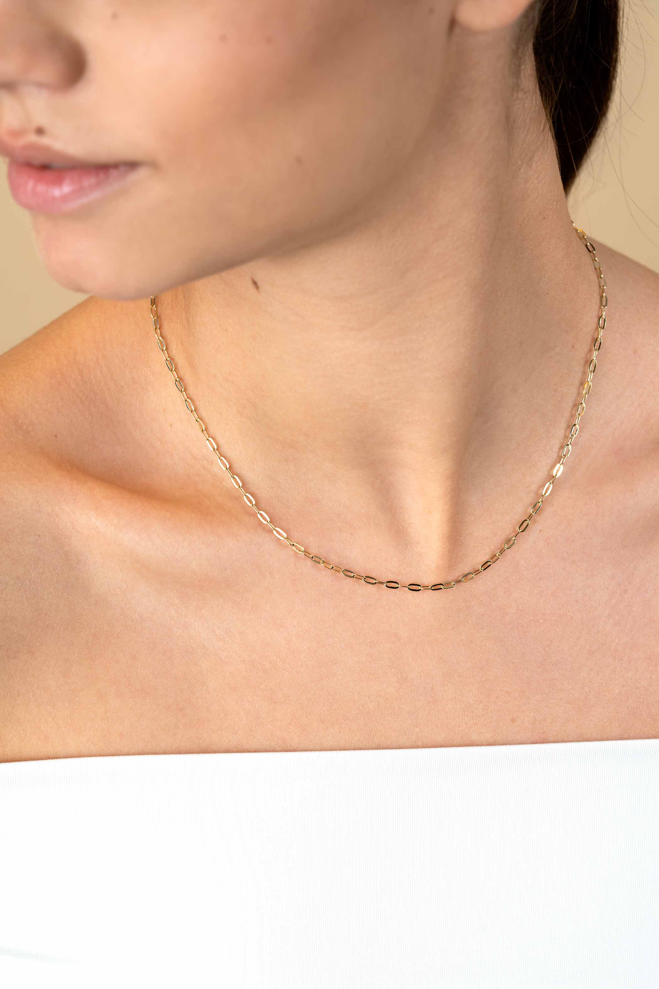 ZINZI Gold 14 Karat Gold Halskette mit ovalen Gliedern von 2,2 mm Breite und Länge 43cm ZGC291