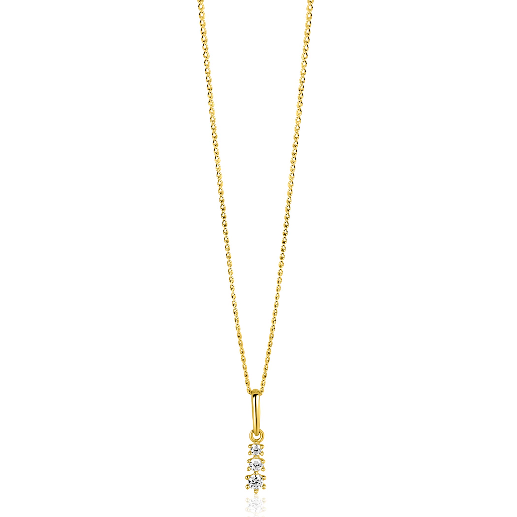 ZINZI GOLD hanger 3x zirconia aflopend