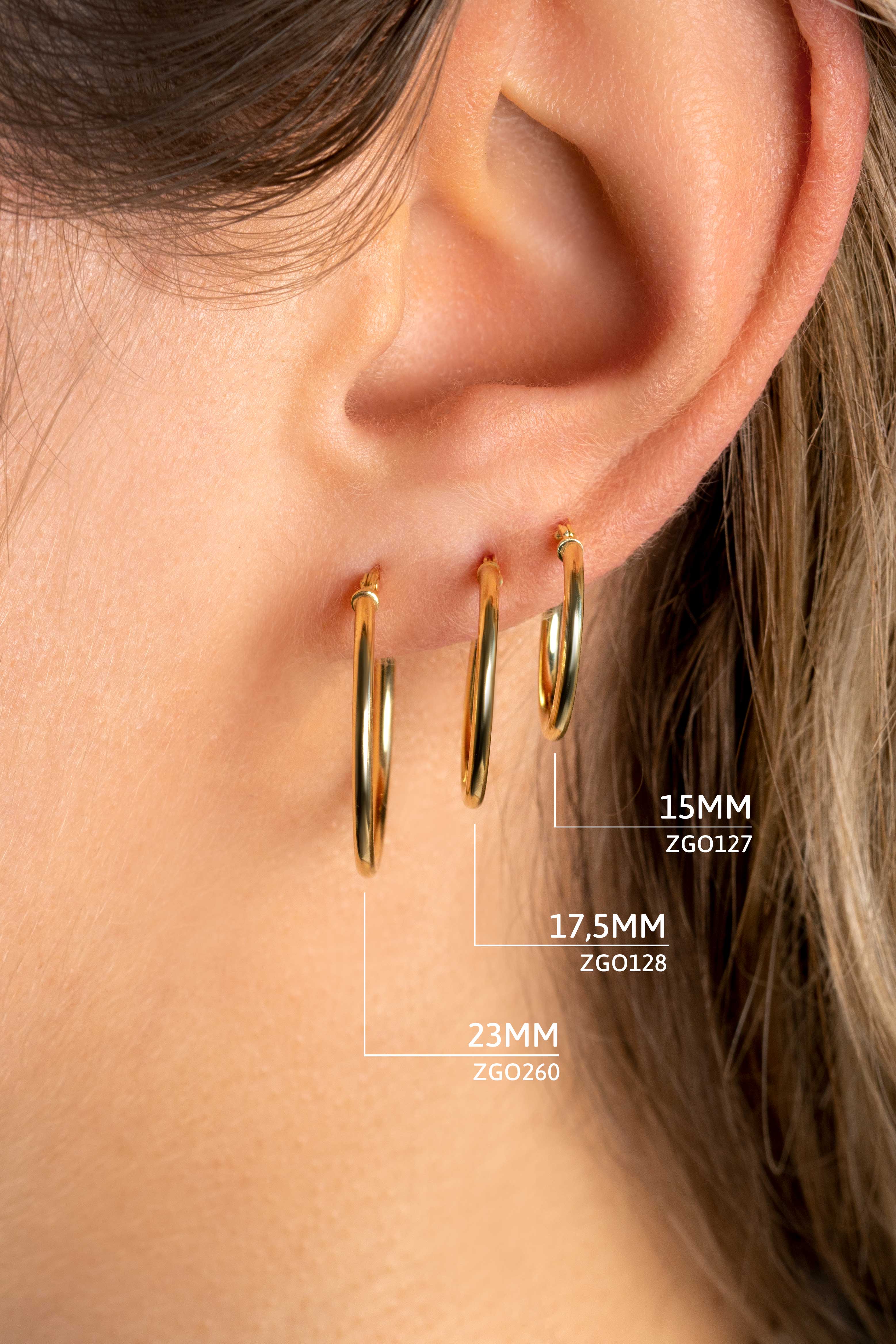 ZINZI Gold 14 Karat Gold Ohrringe rund rohrförmig 23 x 1,5mm ZGO260