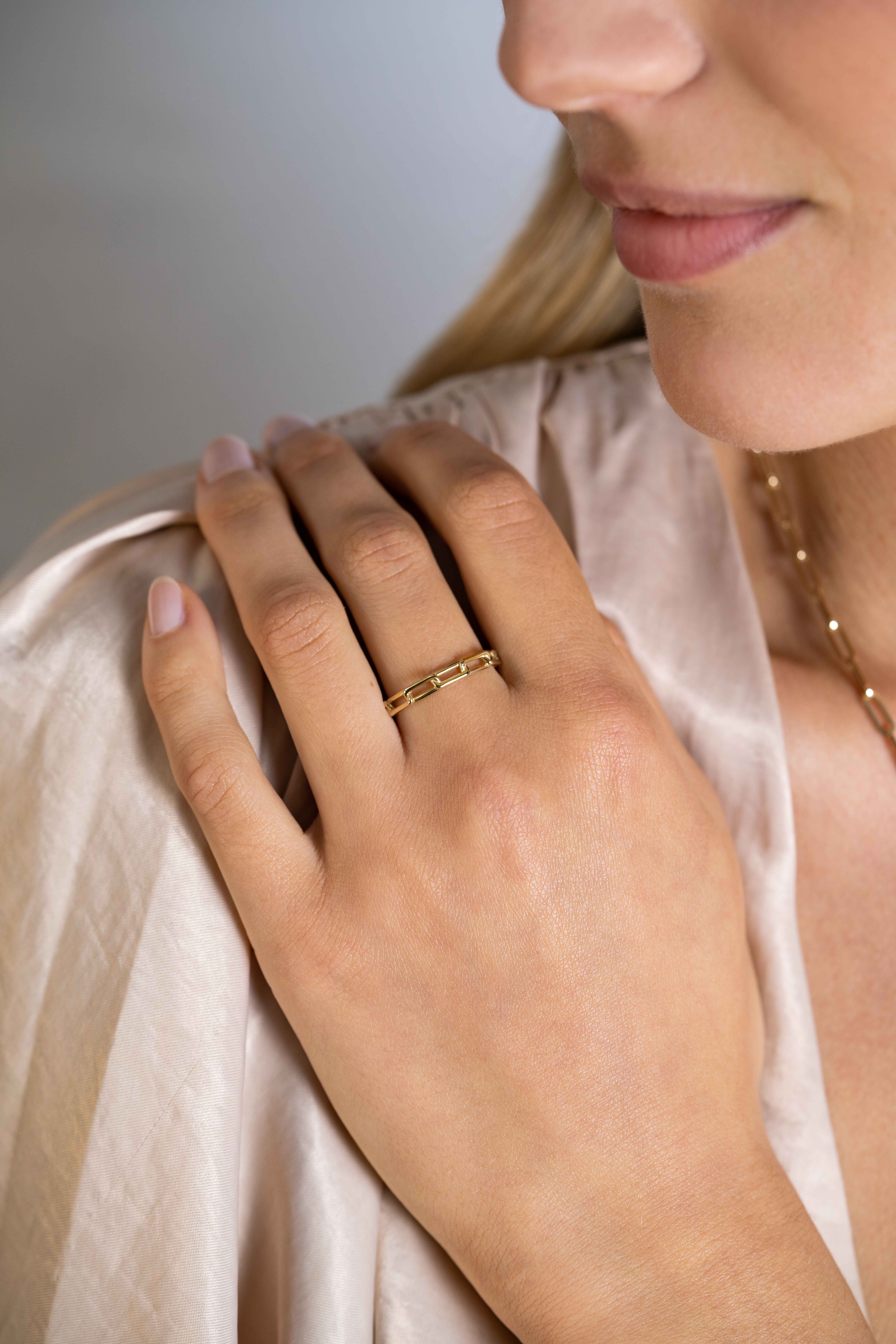 ZINZI Gold ring paperclip schakels 3mm mt.54