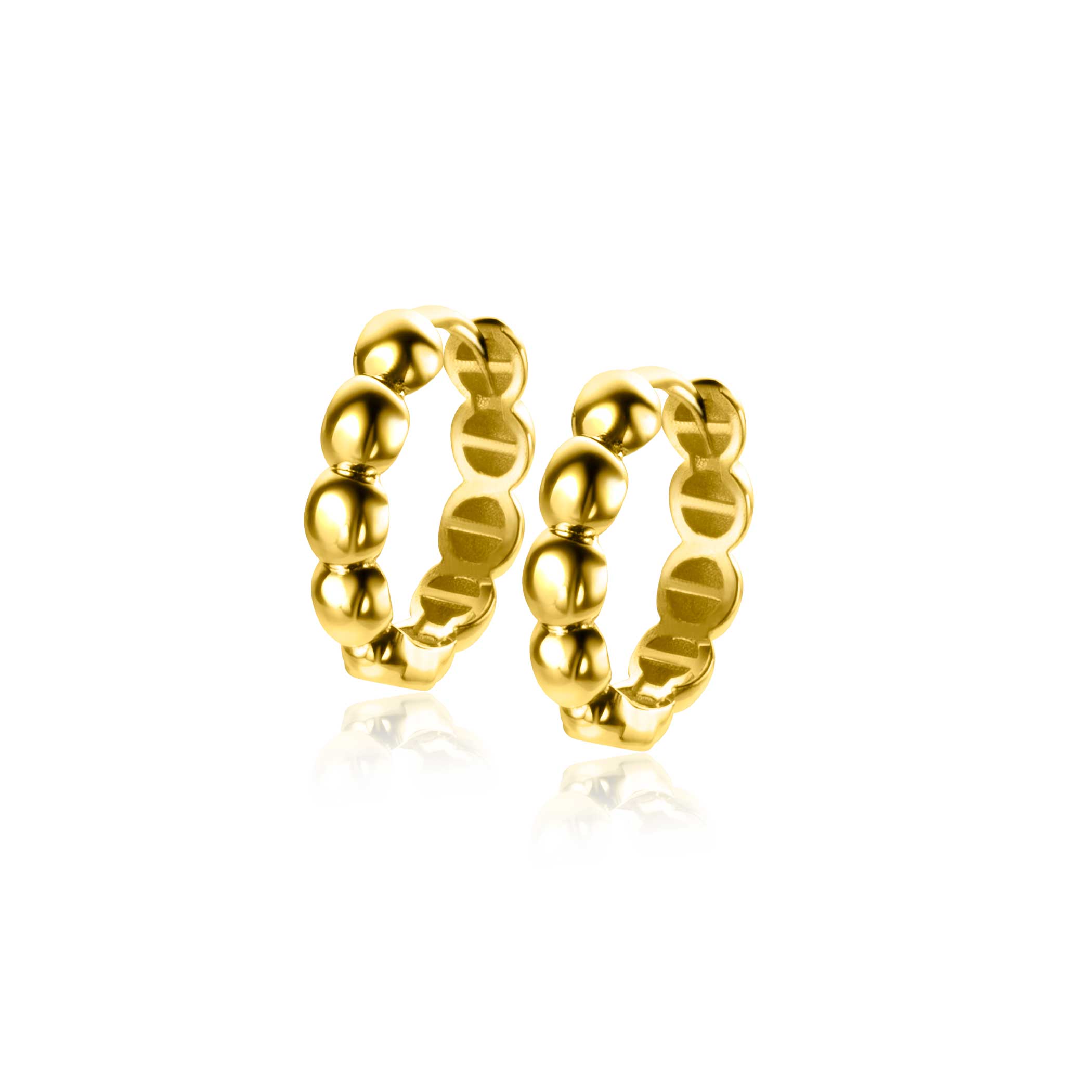 15mm ZINZI Gold 14-karätige Goldohrringe mit Kugeldesign und luxuriösem Klappverschluss, 15mm x 3,3mm Rohr. ZGO508