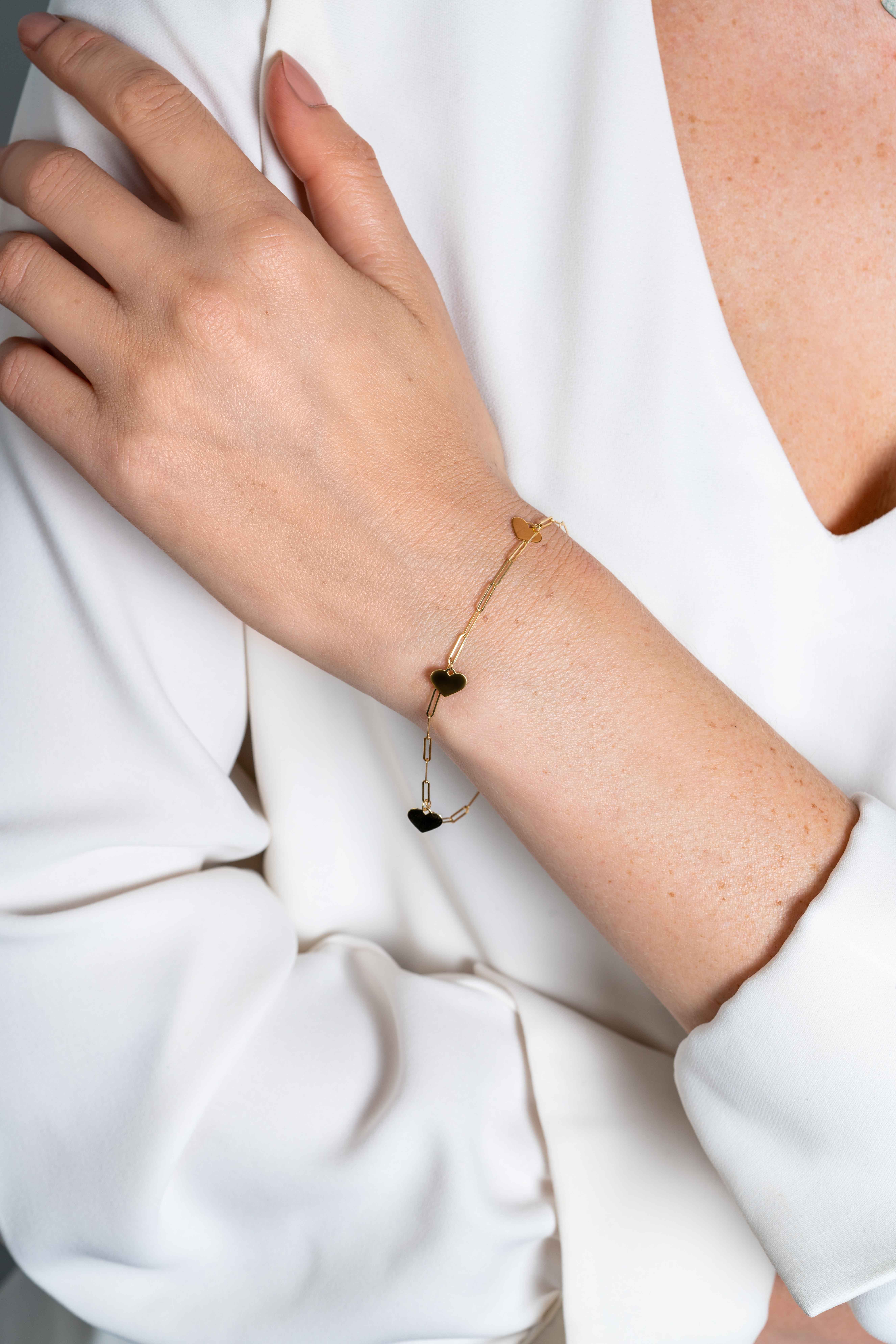 ZINZI GOLD armband paperclip met hart hangertjes