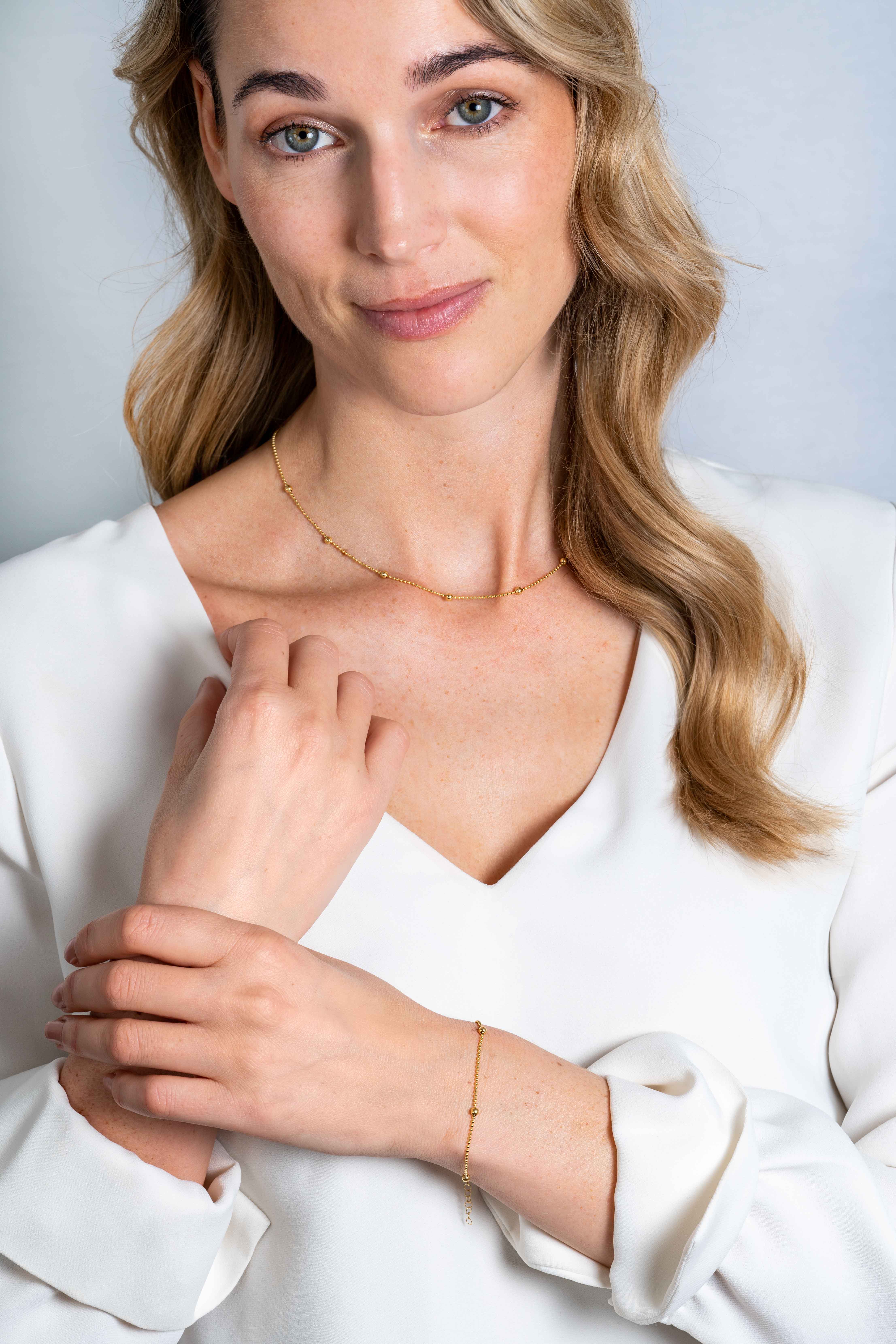 ZINZI GOLD bolletjes collier met 7x bol 40-43cm