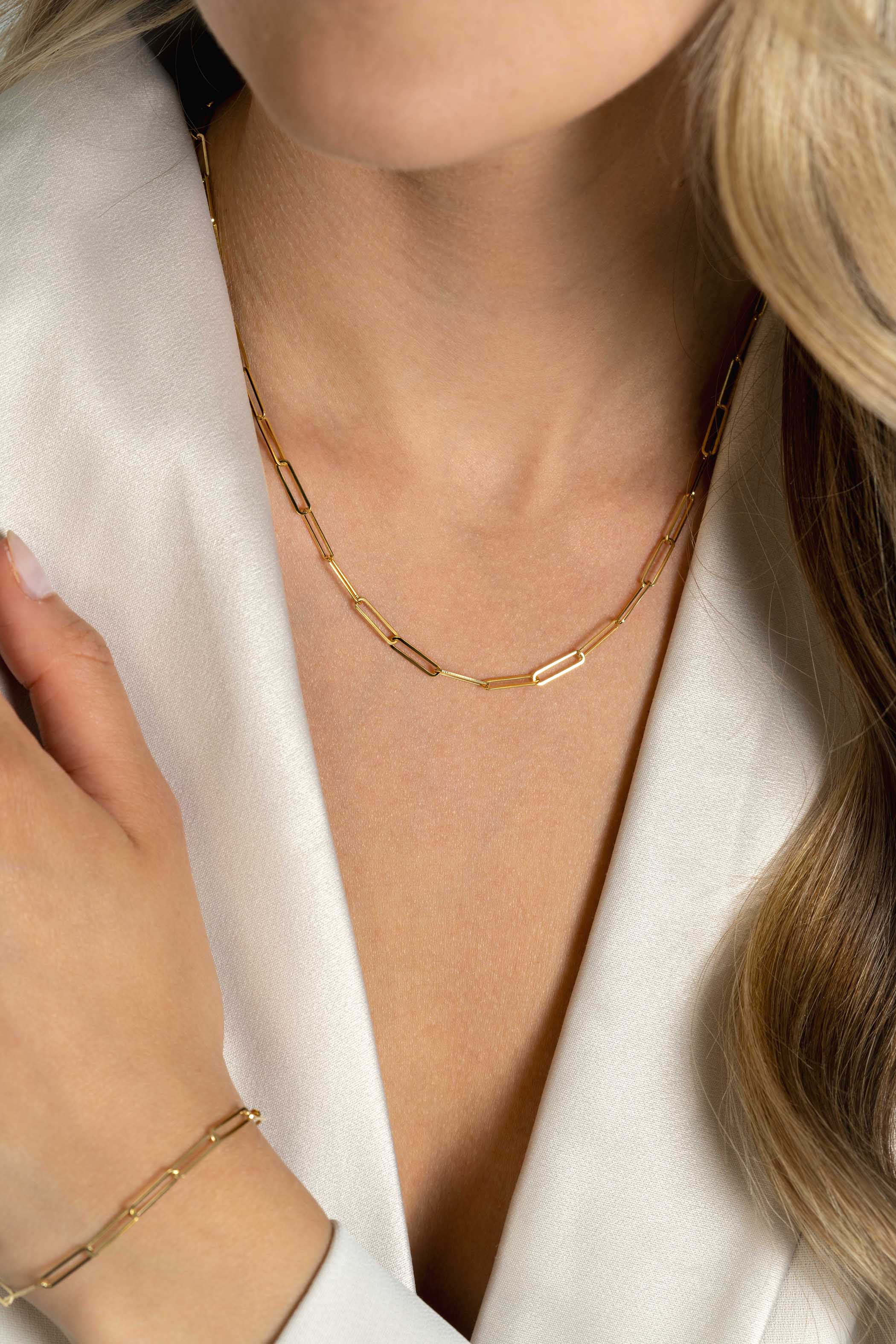 ZINZI GOLD collier paperclip schakels 3mm 43cm