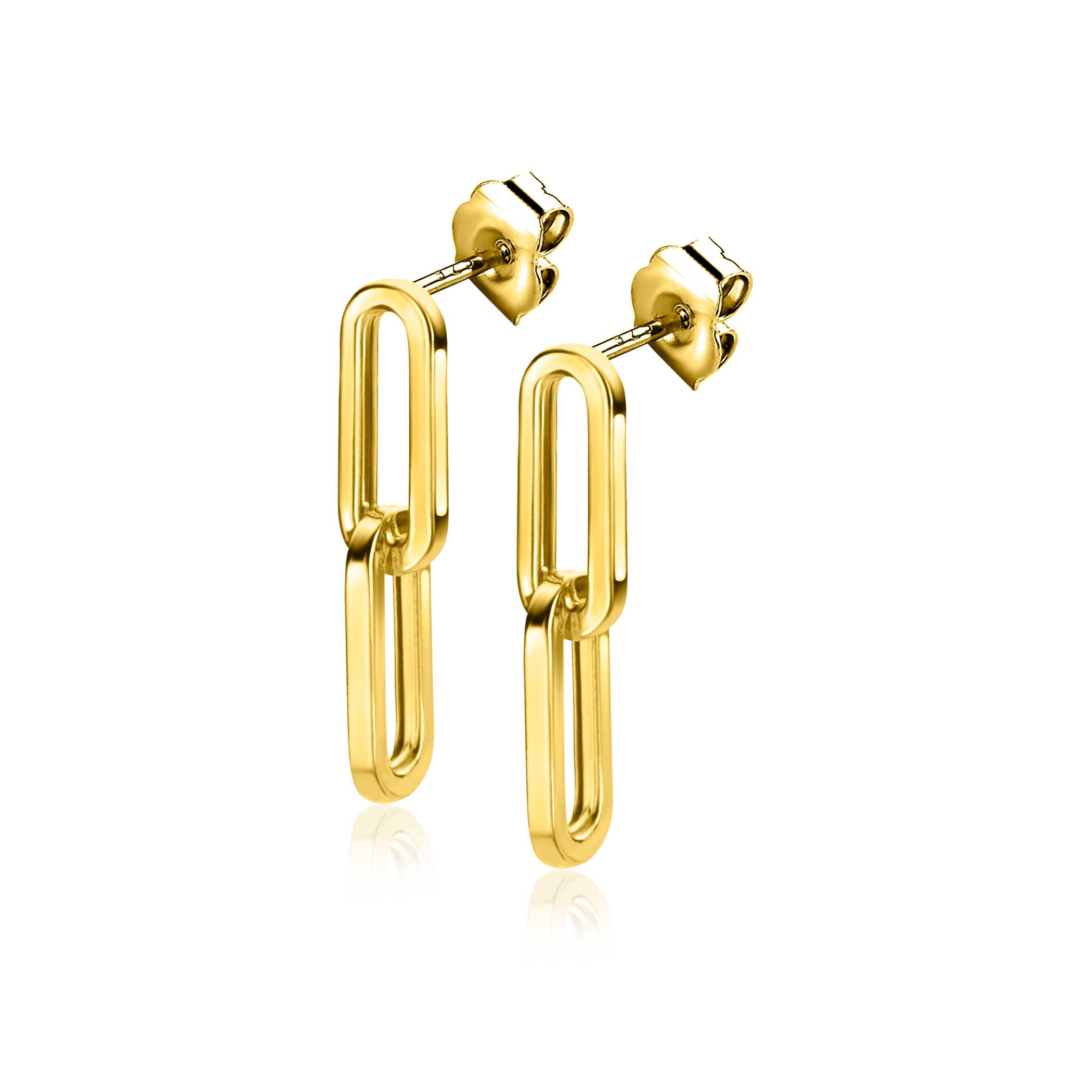 ZINZI GOLD oorstekers 2x paperclip schakel 25mm