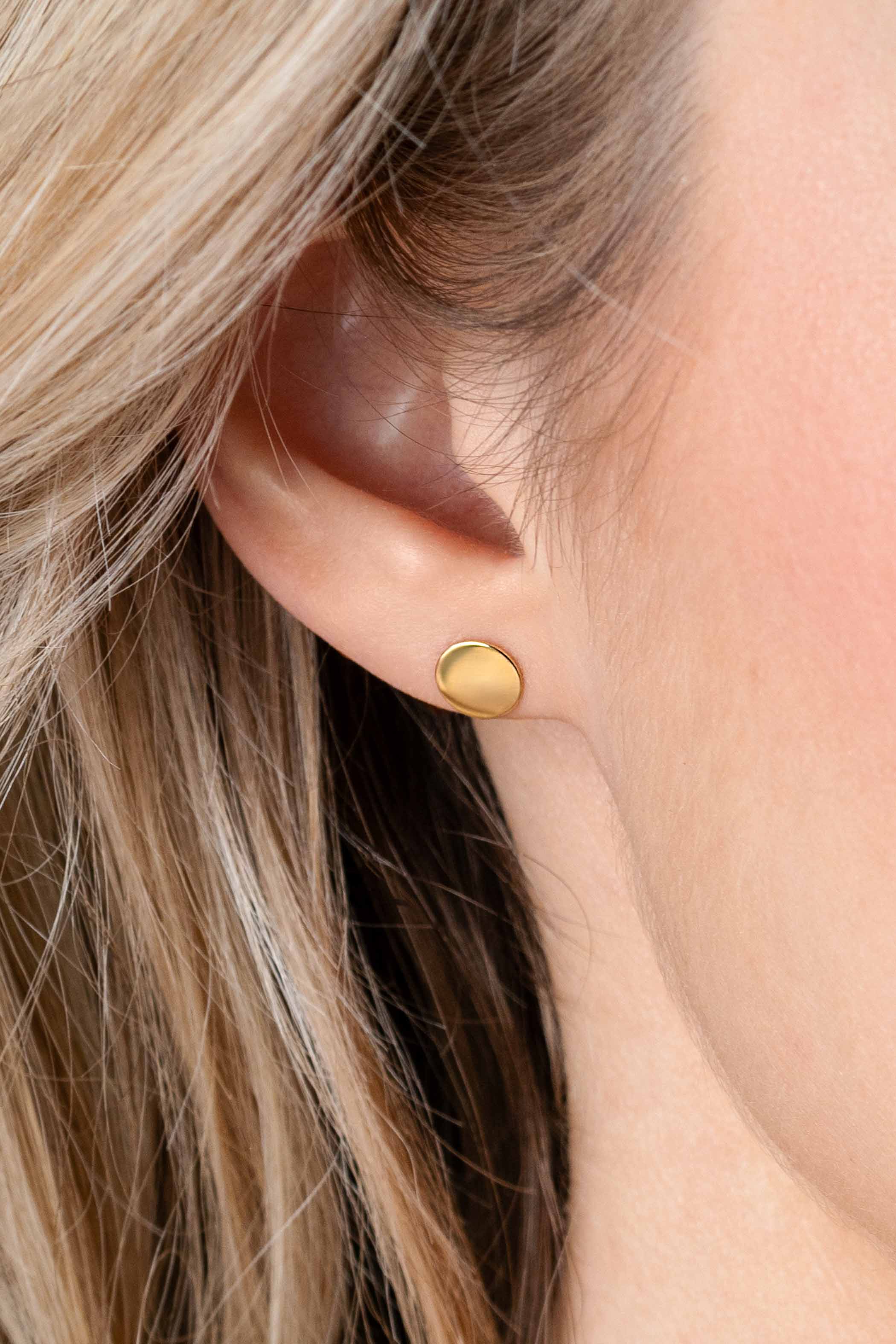 ZINZI Gold 14 Karat Gold Ohrstecker glatt rund 6mm ZGO215