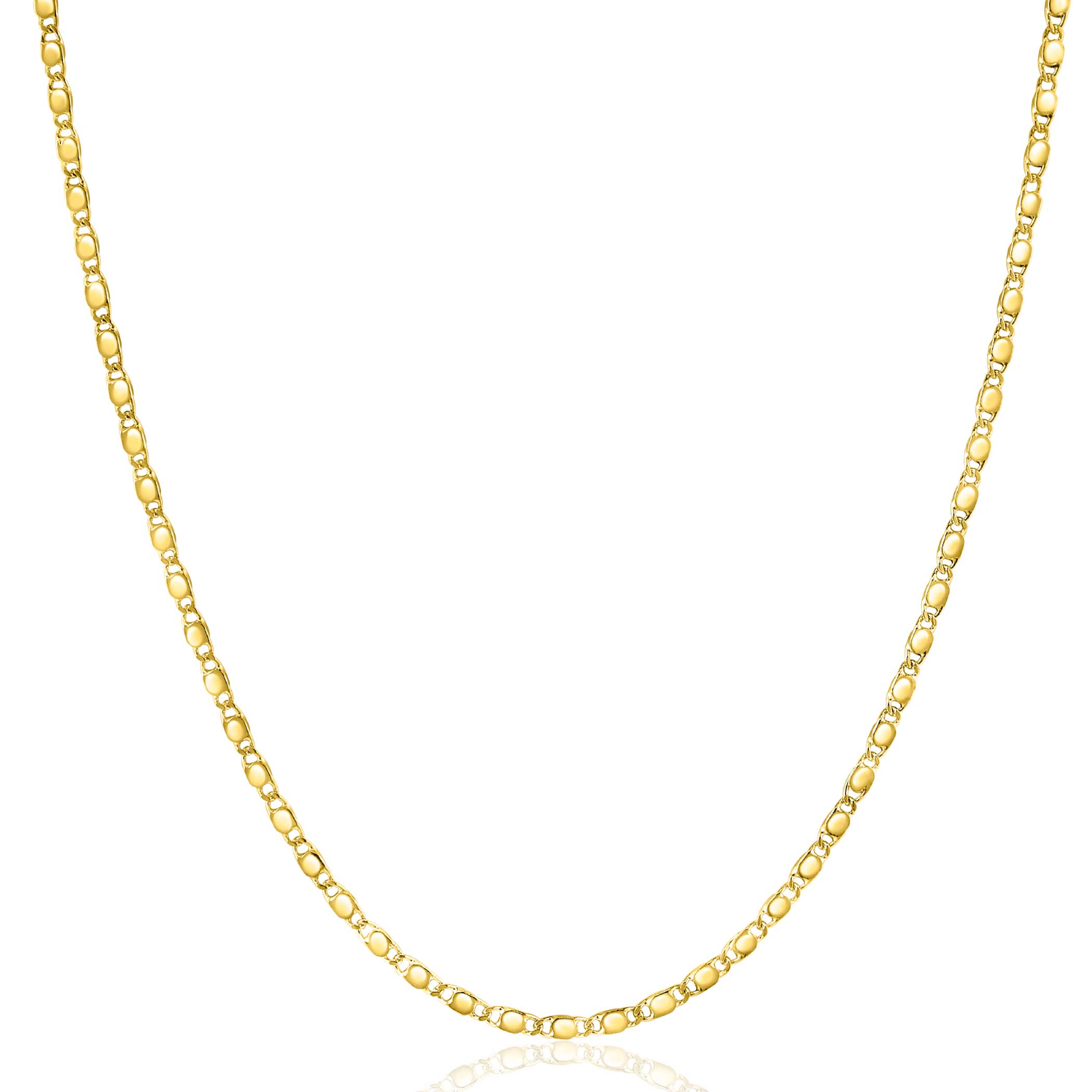 ZINZI Gold 14 Karat massive Goldkette mit glänzenden Fantasieplättchen, 1,7mm breit, 41-43cm lang ZGC497
