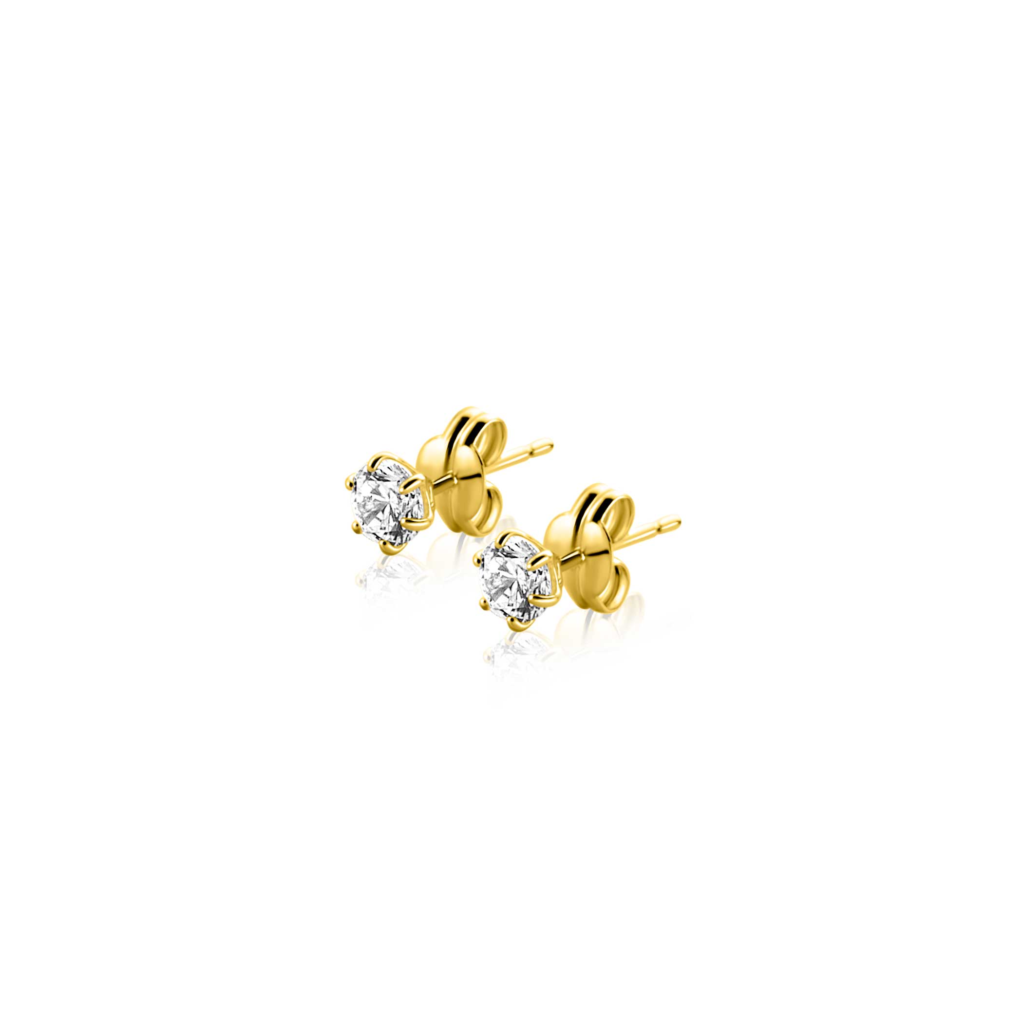ZINZI GOLD oorknopjes zirconia 6poot chaton 4.5mm