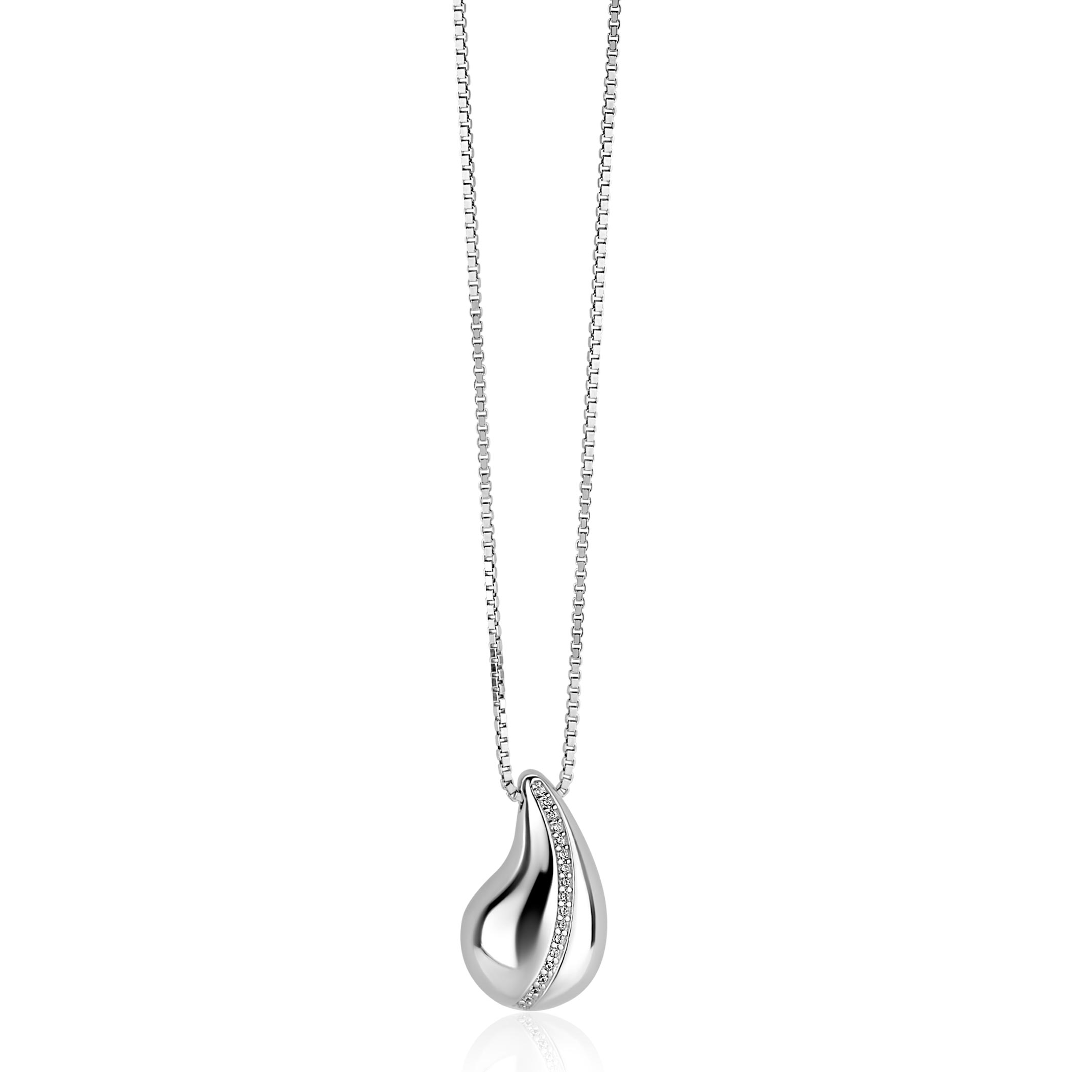 ZINZI zlv. collier met druppel hanger met zirconia's