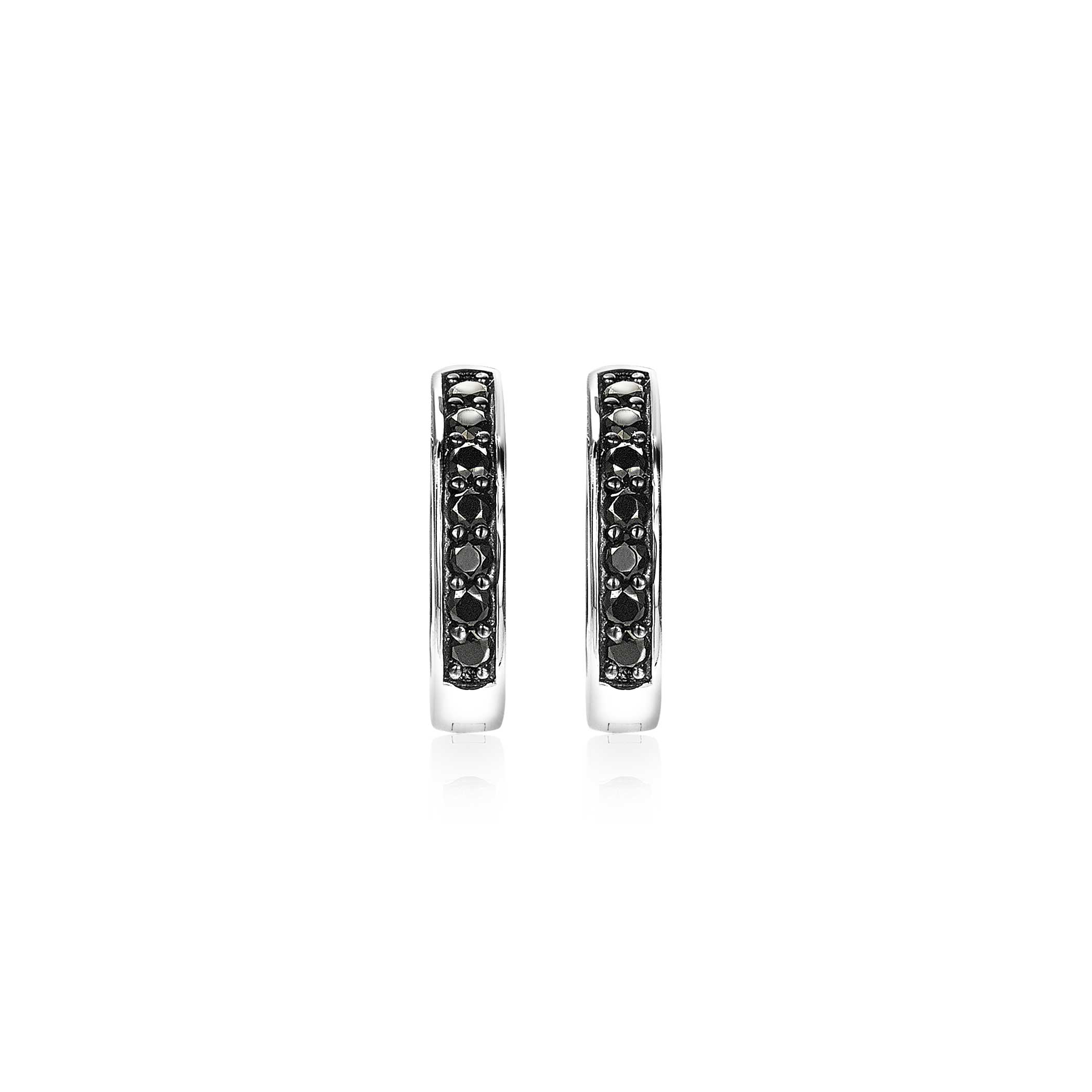 Zinzi silberne Kreolen 15 x 3mm schwarz ZIO191B
