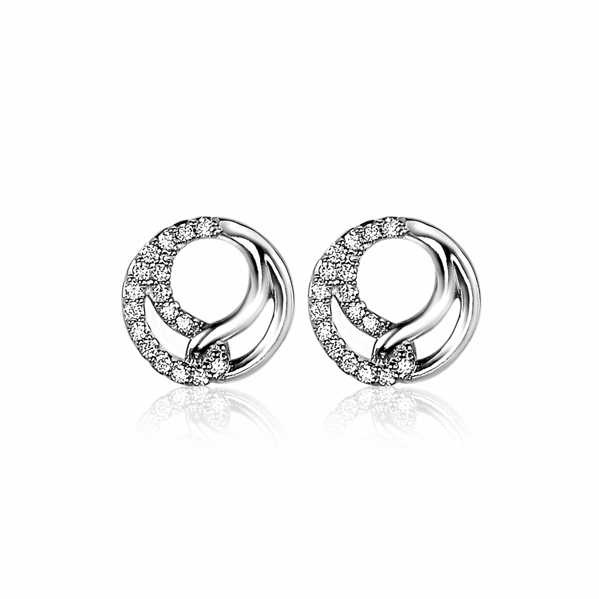 ZINZI silberne Ohrstecker 10mm symbolisiert Verbundenheit  weiße Zirkonias ZIO2119