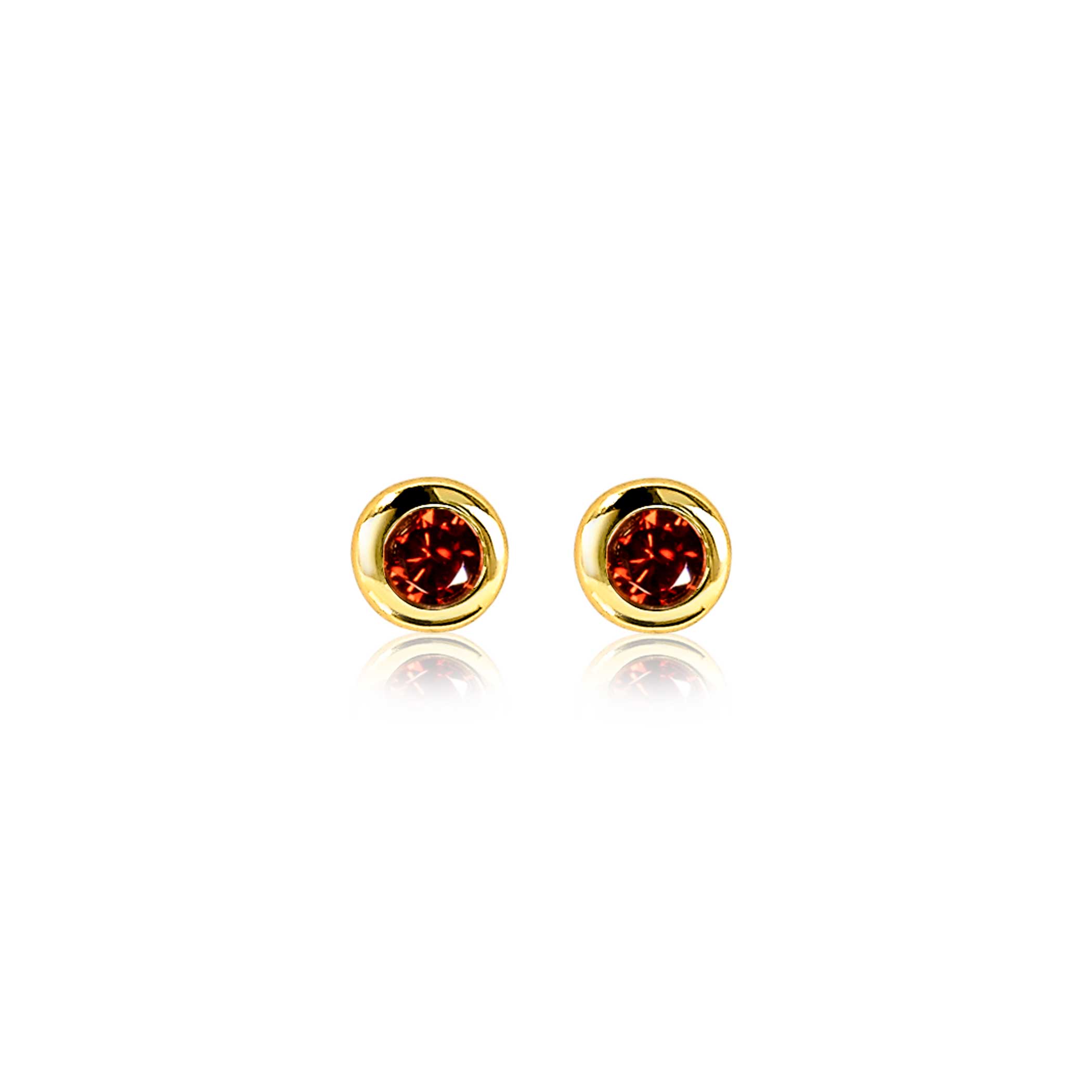 ZINZI zlv. oorknopjes gg.verg.birthstones granaat cz