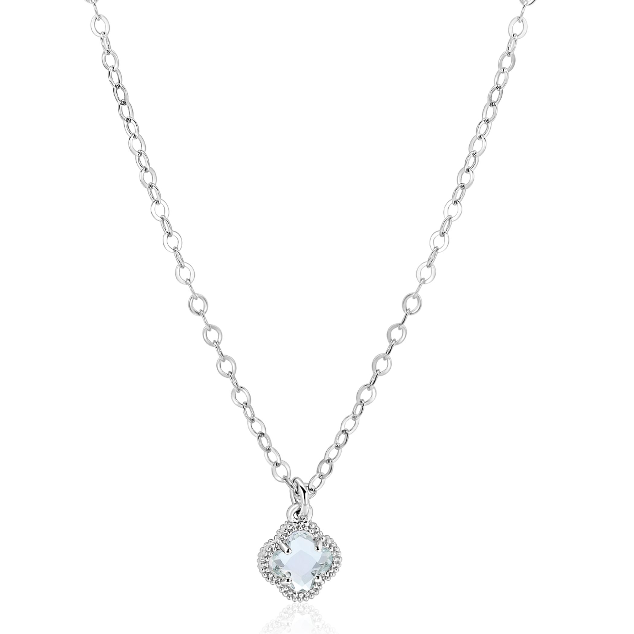 ZINZI zlv. collier met blauwe klaver hanger