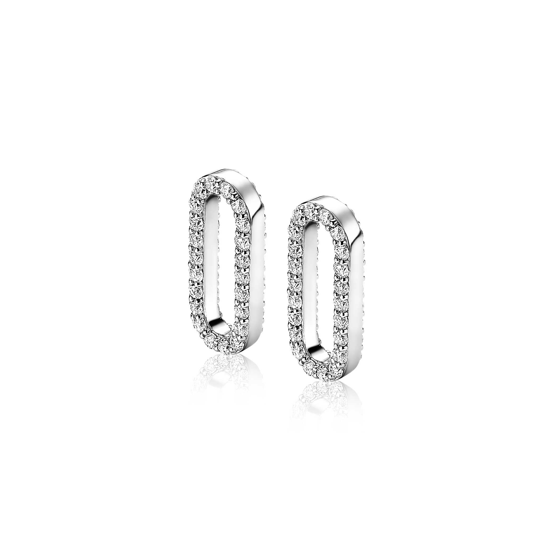 ZINZI silberne Ohrhänger 20mm ovale Form weiße Zirkonias ZICH2156