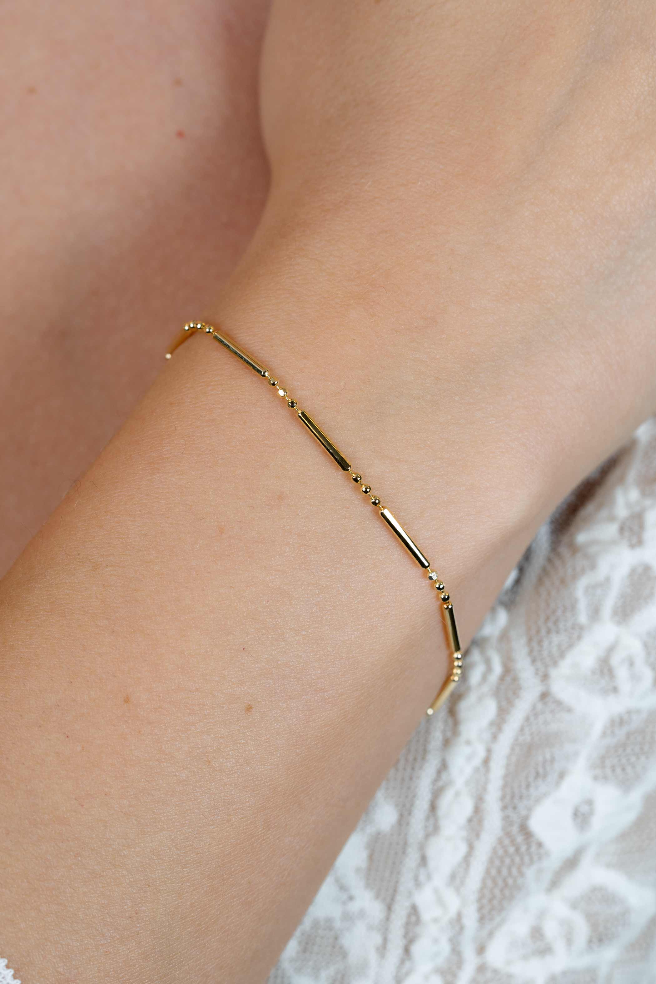 ZINZI silbernes Fantasie Armband 14K gelb vergoldet Stäbchen ZIA1452G