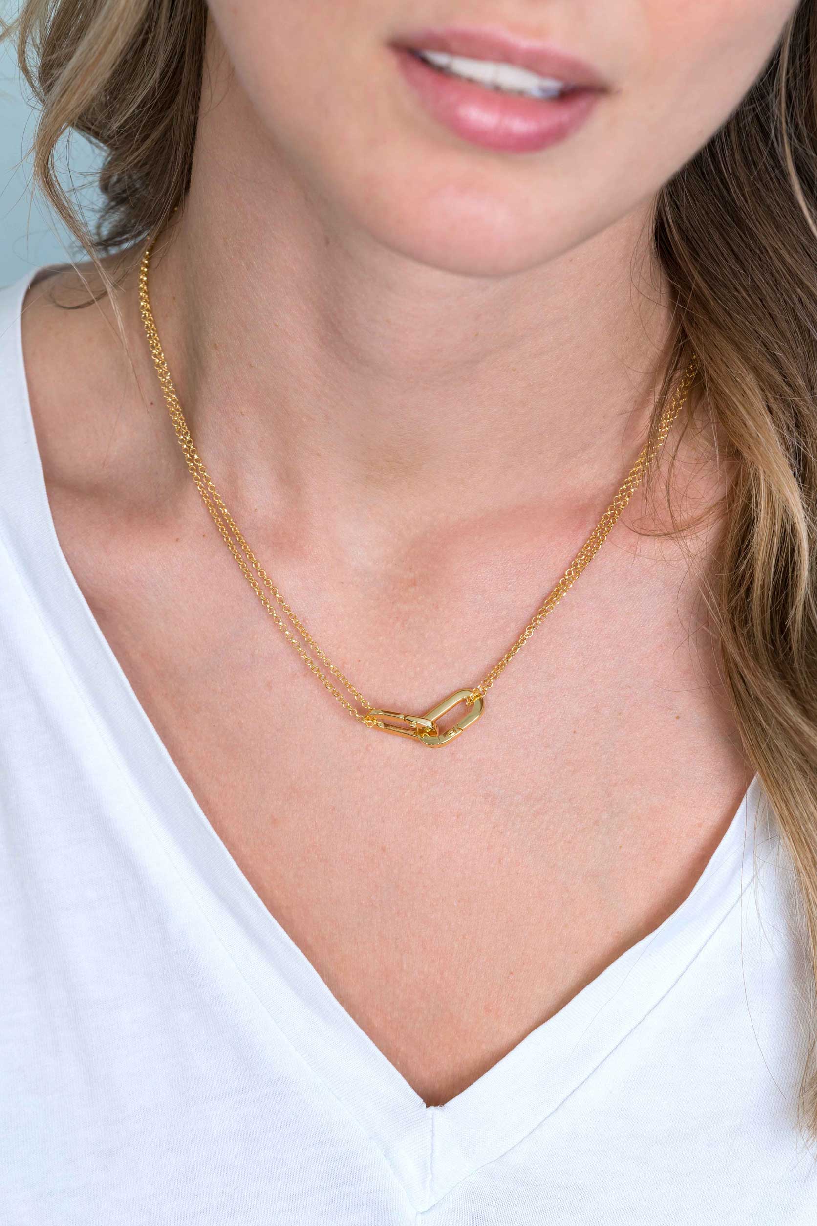 ZINZI silberne zweifarbige Kette 14K gelb vergoldet ovaler Verschlussring ZIC2215G