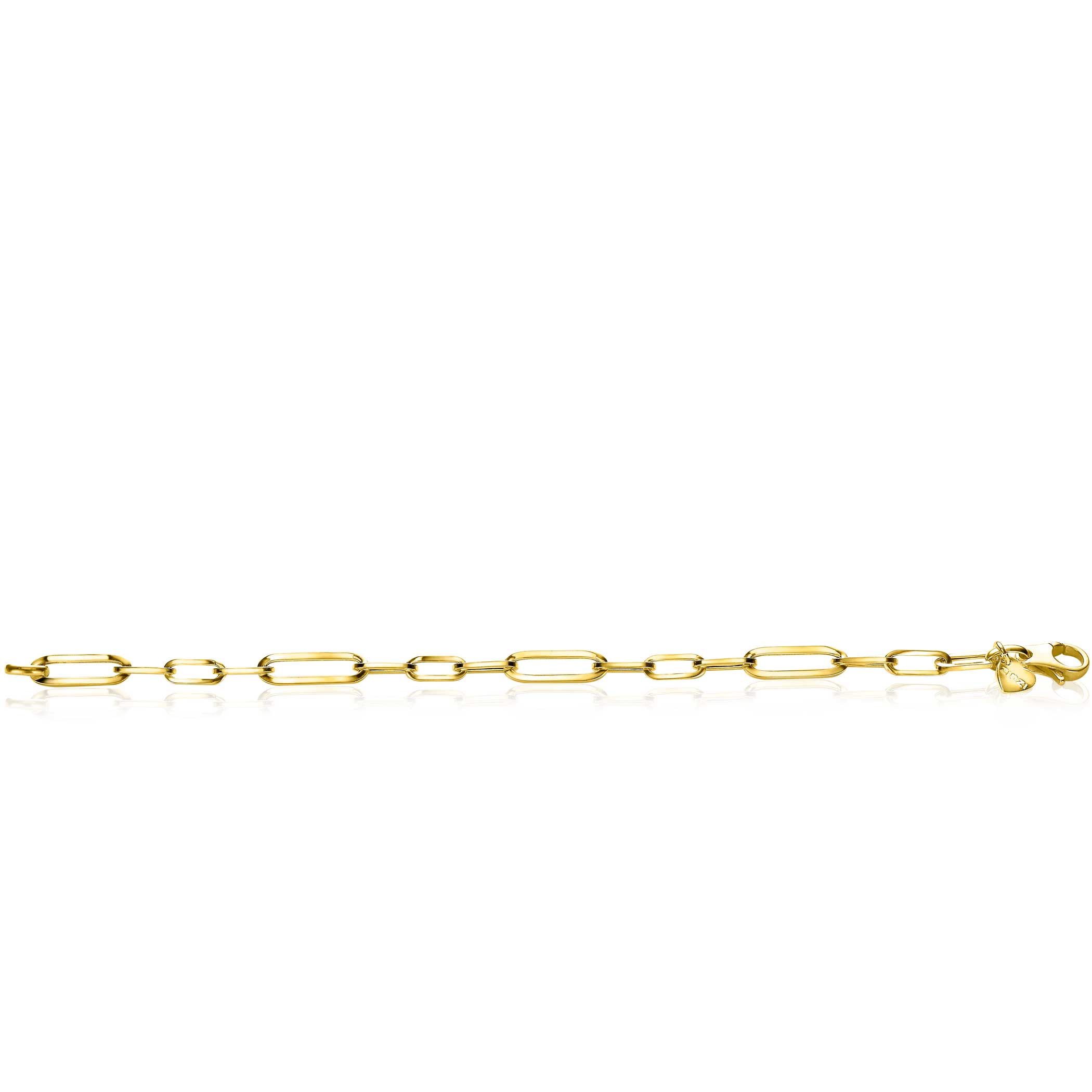 ZINZI silbernes Armband in 14K gelb vergoldet mit ovalen closed for ever Gliedern 6mm breit ZIA1990G